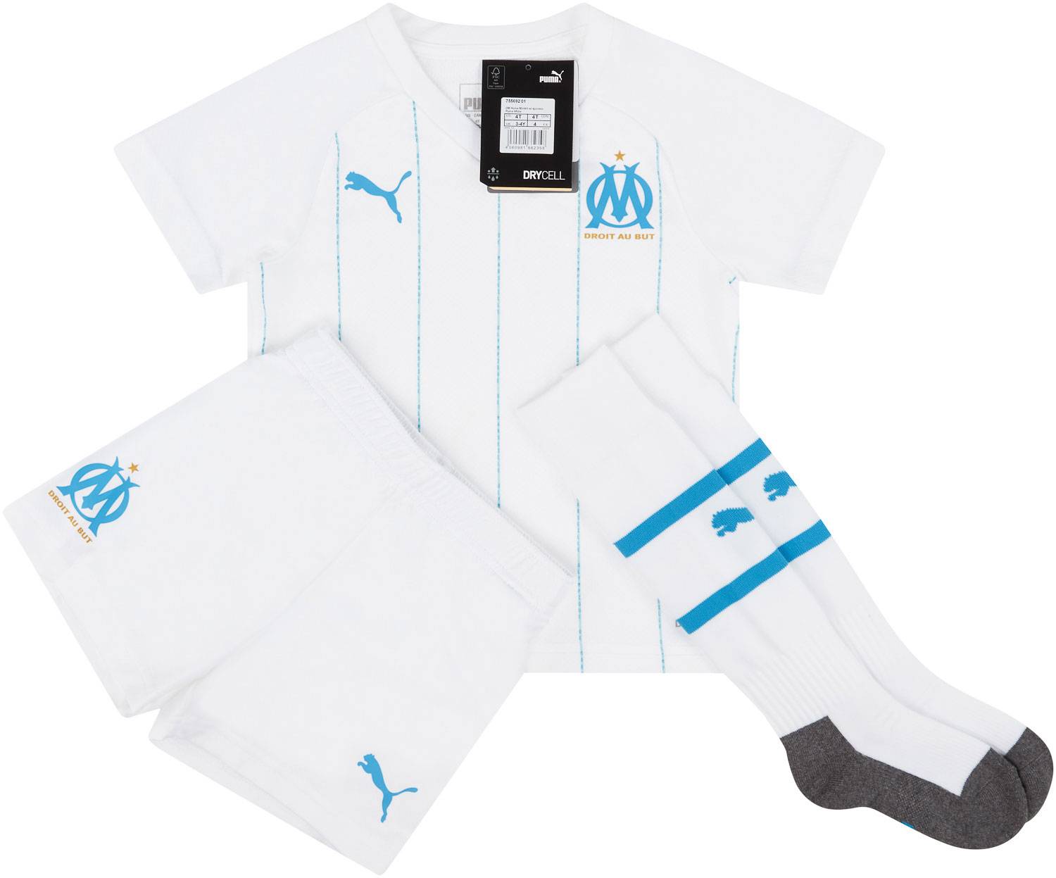 2019-20 Olympique Marseille Home Full Kit - NEW - (Little Kids)