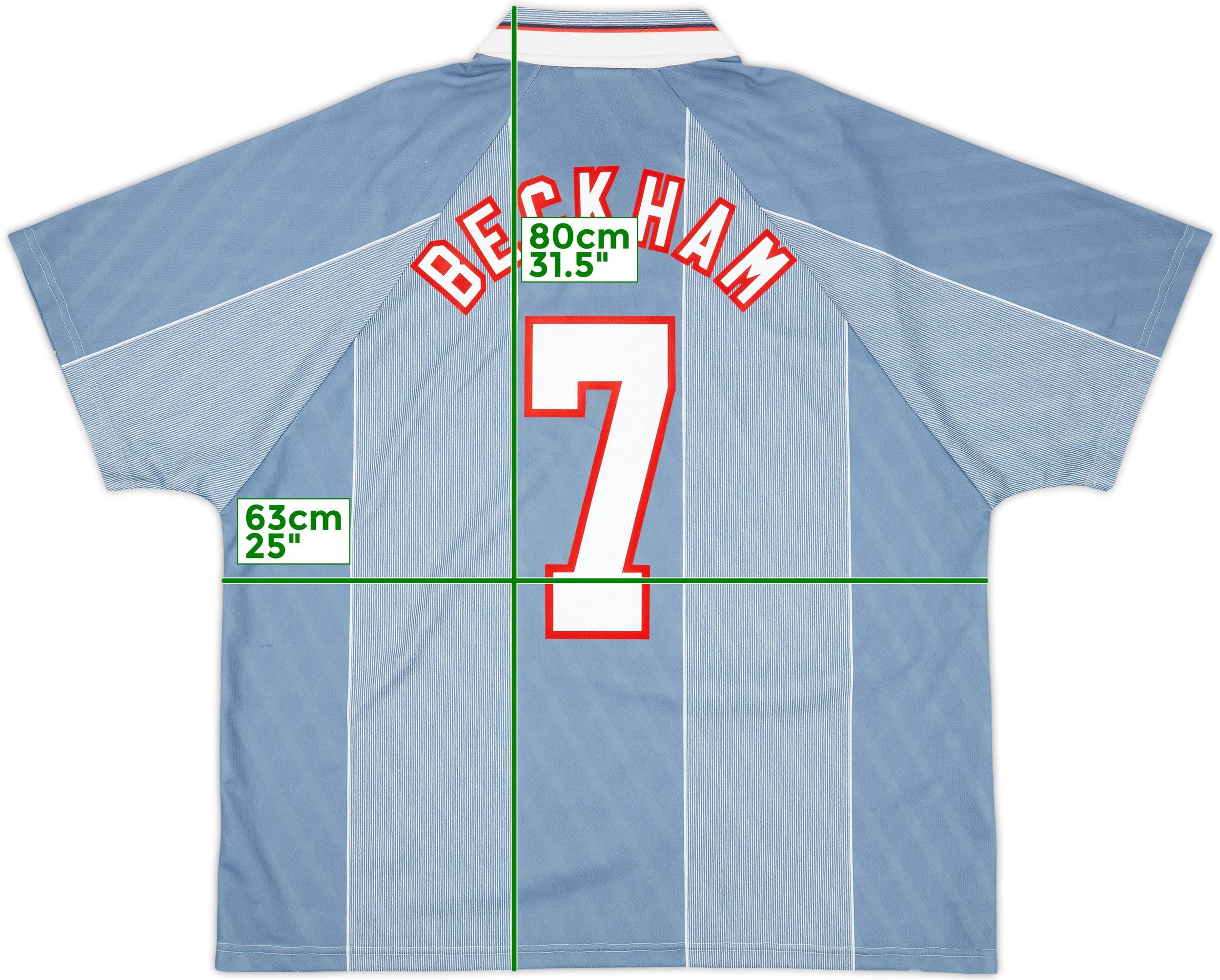 1996 プレミアリーグ （アウェイ/長袖）7番 BECKHAM 1996-97 England Away Shirt Beckham #7 - 9/10 - (XXL)