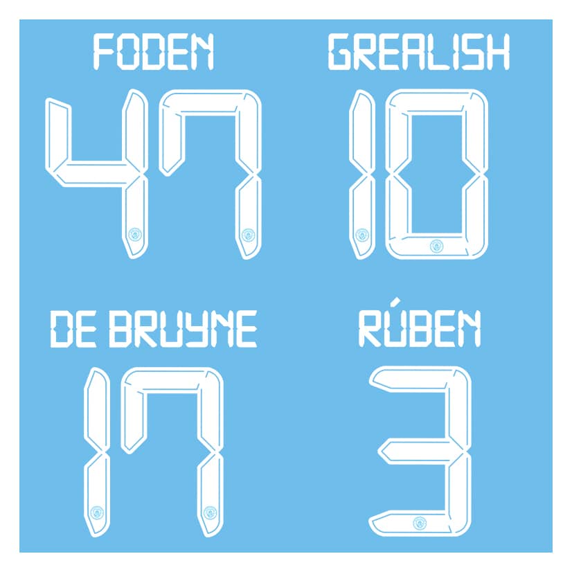2021-22 Manchester City Home/Third European/Cup Name Set