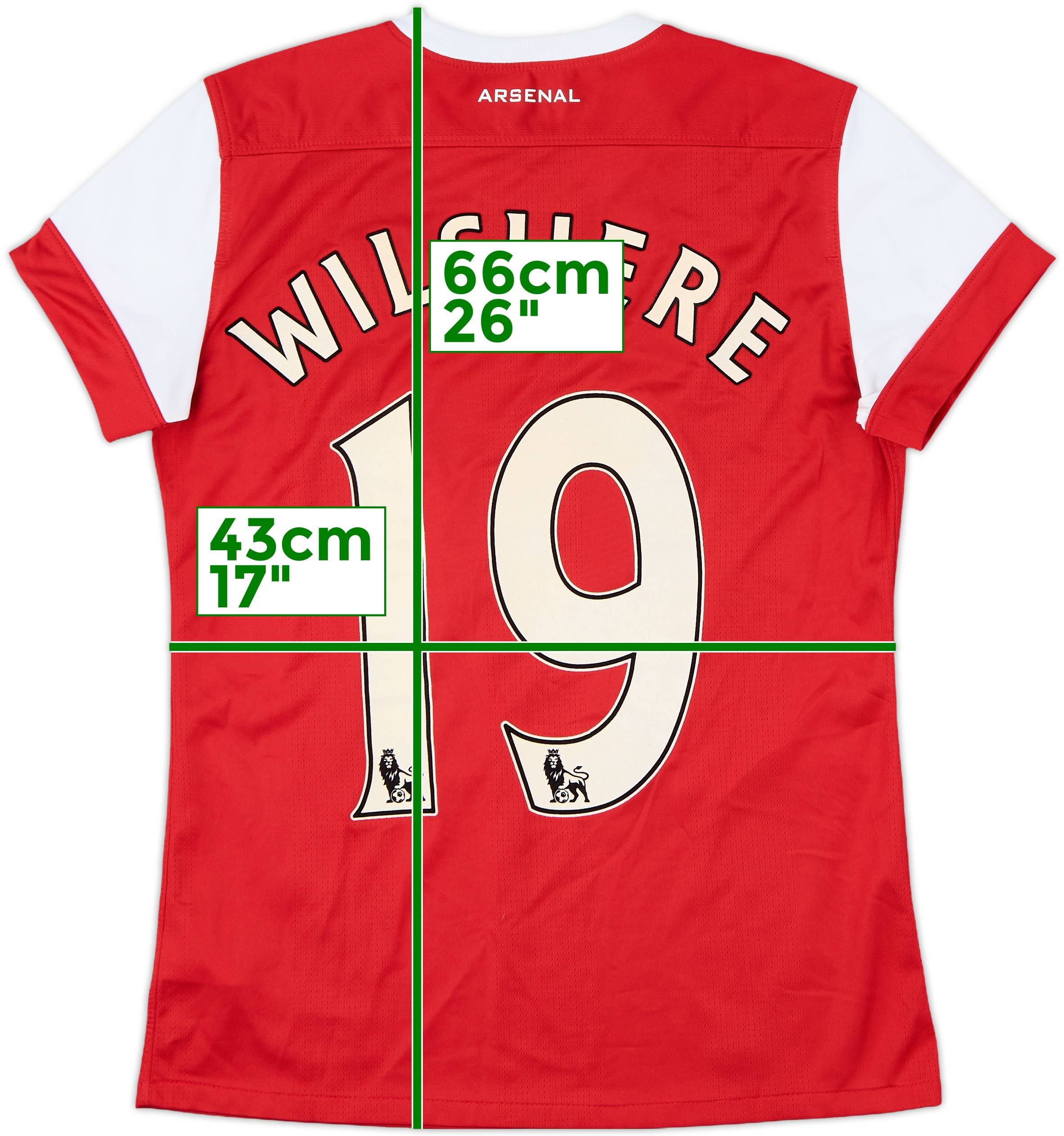 アーセナル WILSHERE/ウィルシャー 19 ユニフォーム 2010-11 Arsenal Home Shirt Wilshere #19 - 7/10 - (Women's S)