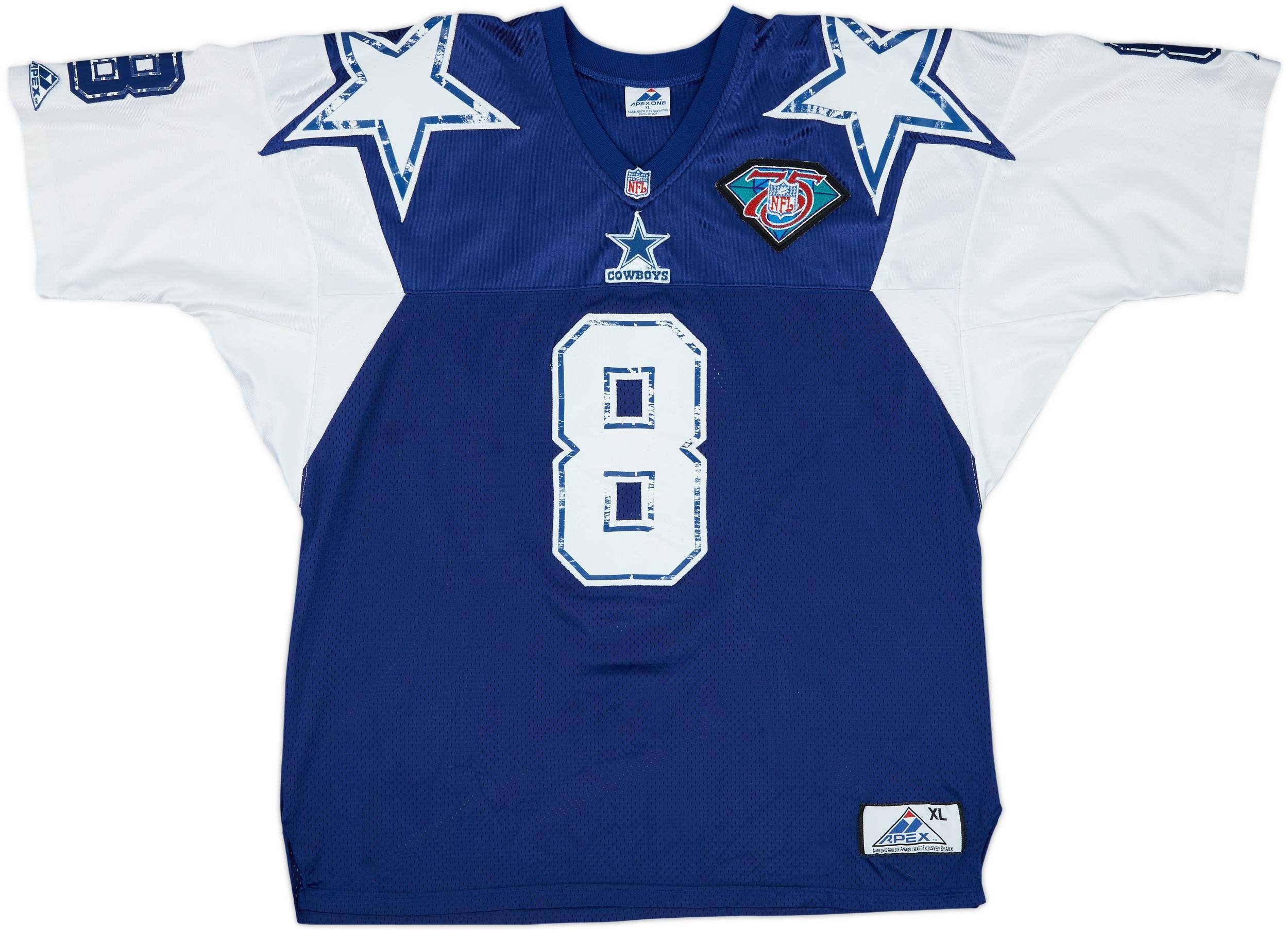 1995 Dallas Cowboys Aikman #8 Apex One Authentic Away Jersey