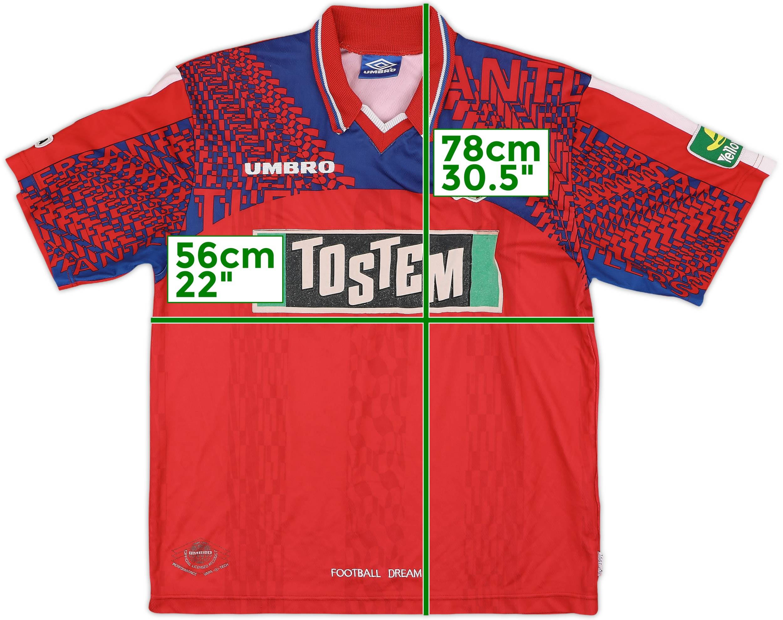 KASHIMA ANTLERS 1997)Umbroサッカーユニフォーム背番号 1997 Kashima Antlers Home Shirt - 6/10 - (L)