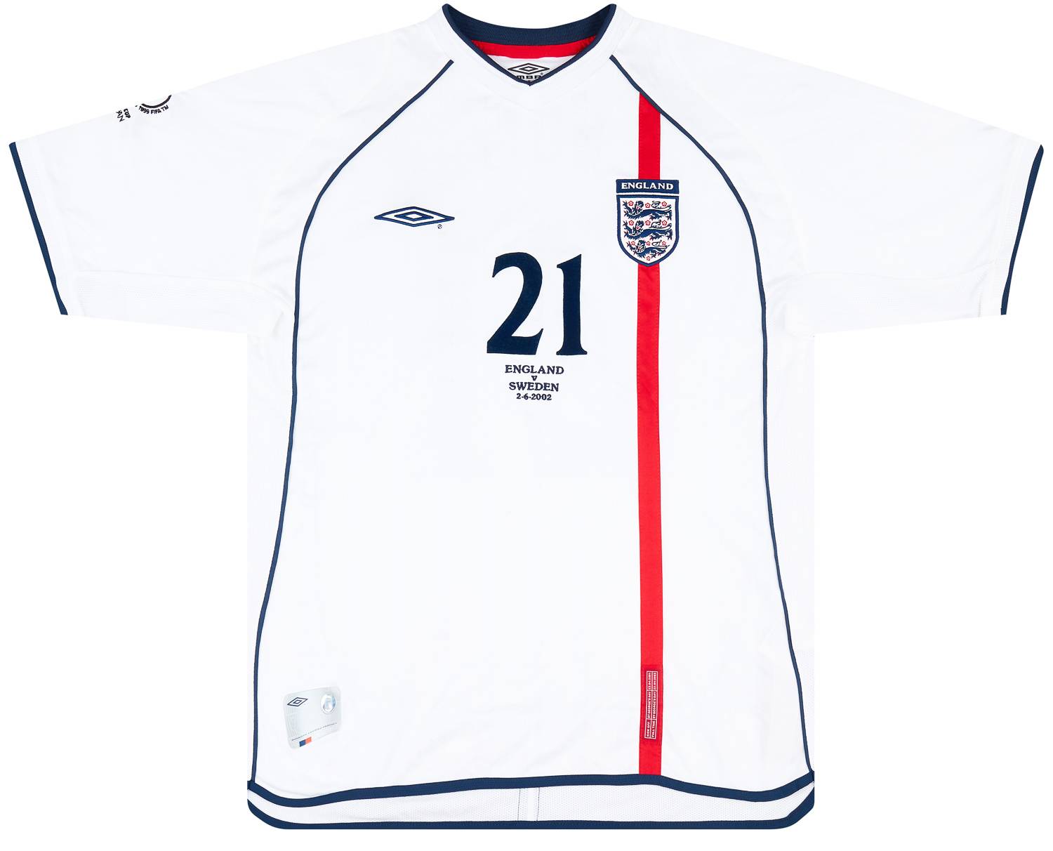 2002 England Match Issue World Cup Home Shirt Butt #21 (v Sweden)