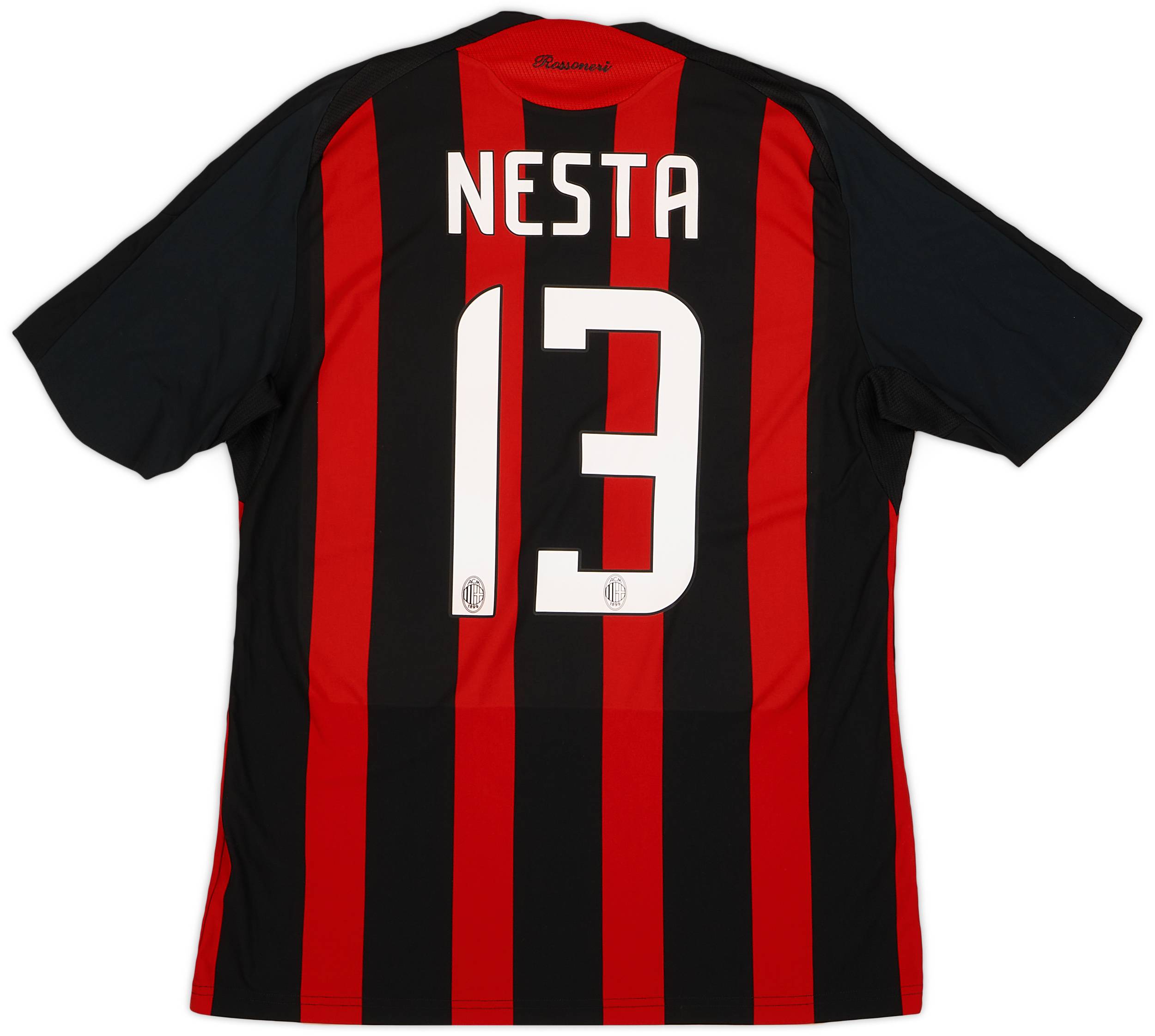 2008-09 AC Milan Home Shirt Nesta #13 - 8/10 - (L)
