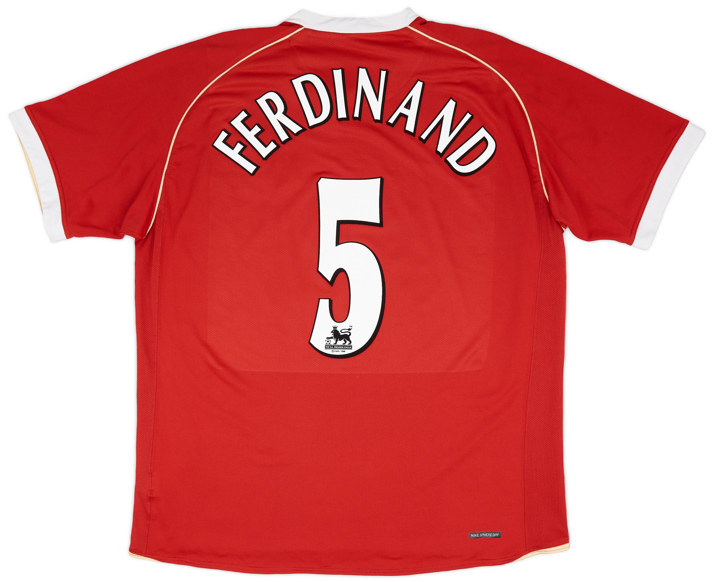 2006-07 Manchester United Home Shirt Ferdinand #5 - 8/10 - (XL)