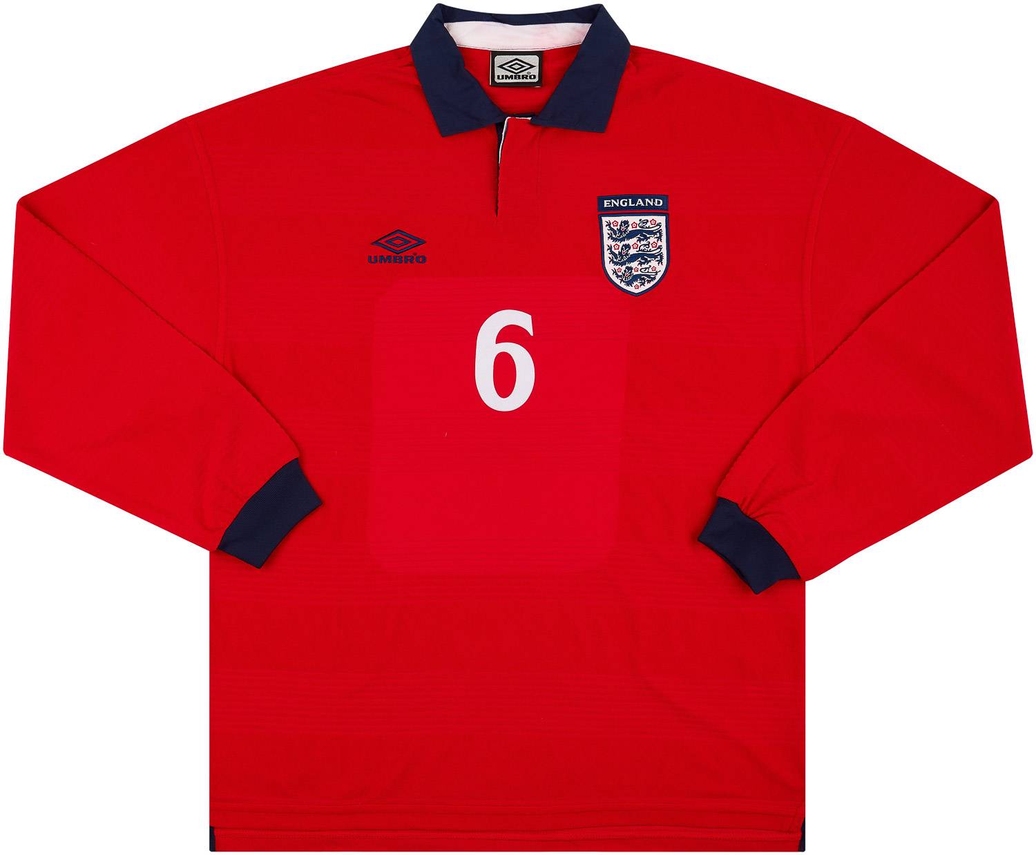 1999-01 England Away L/S Shirt #6 - 8/10 - (XL)