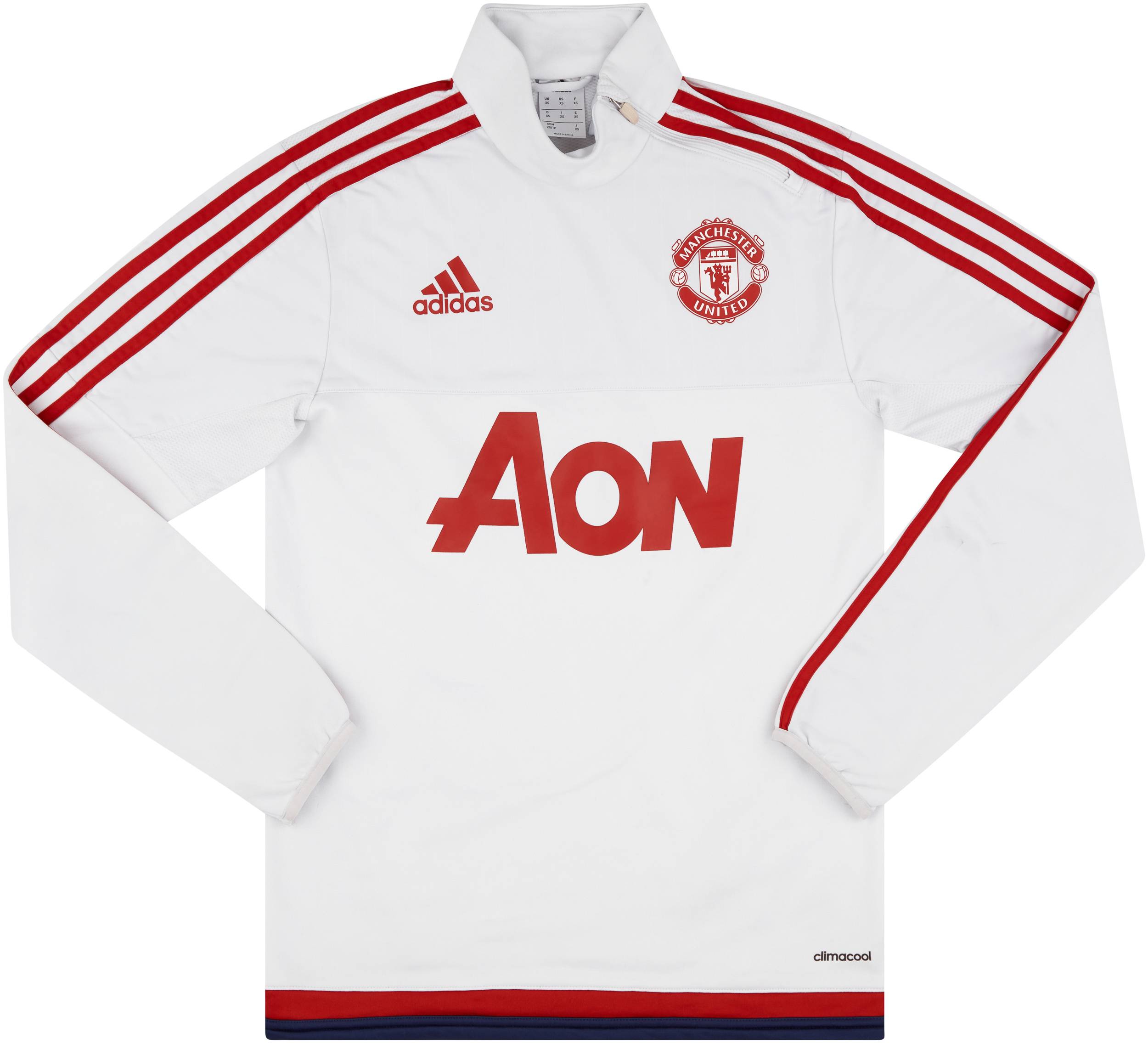 2015-16 Manchester United adidas 1/4 Zip Sweat Top - 9/10 - (XS)