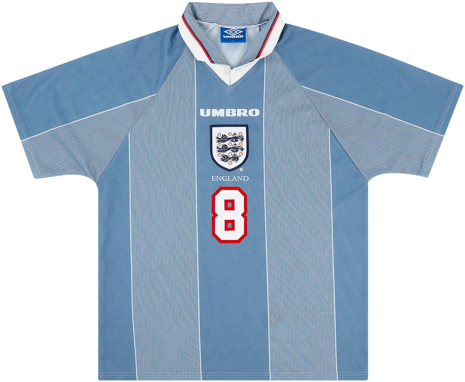 1996-97 England Away Shirt Gascoigne #8 - 8/10 - (L)