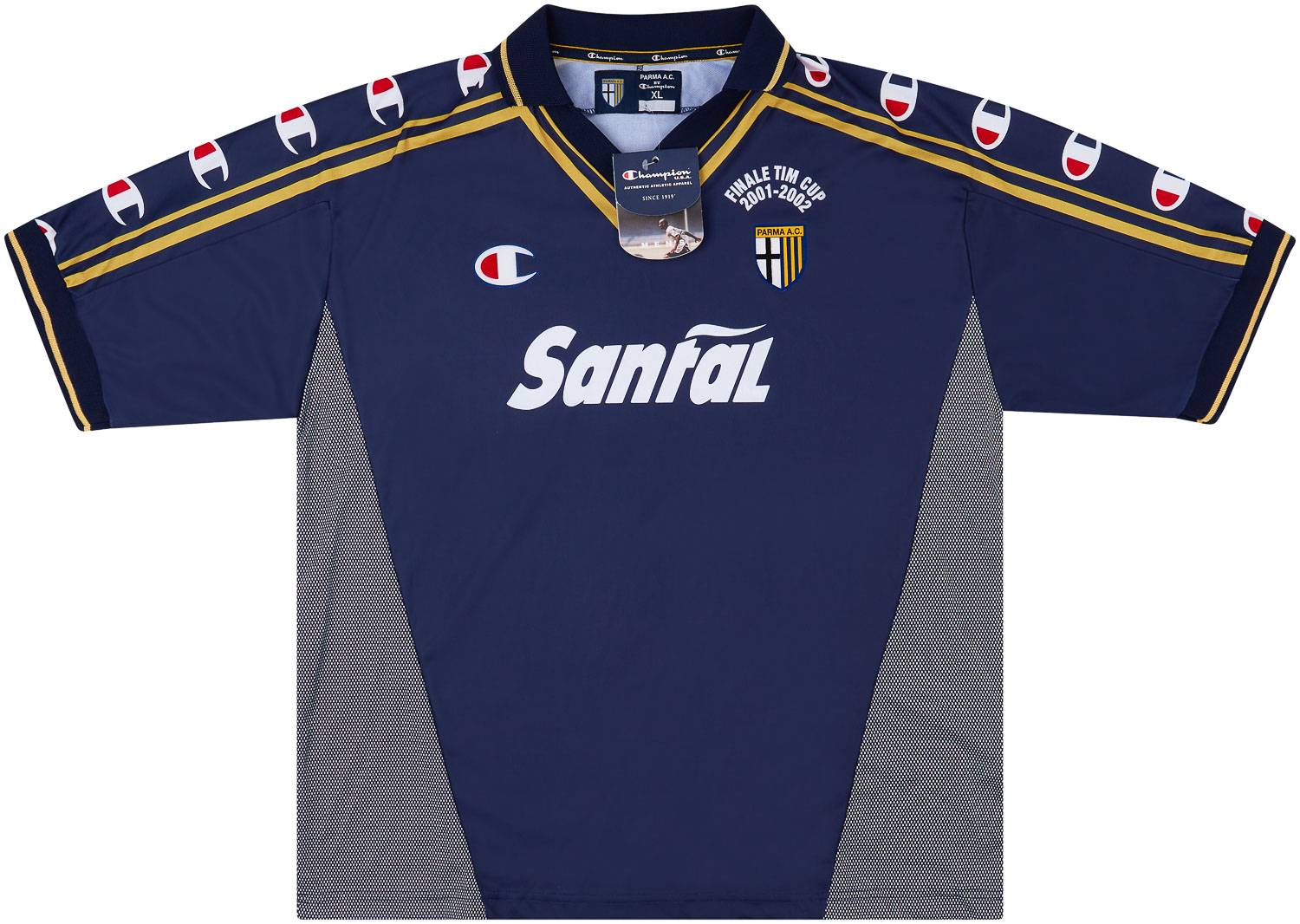 ウェア 2001/2002 PARMA A.C. AWAY FOOTBALL SHIRT PARMA ITALY SIGNED 2001/2002 AWAY FOOTBALL SHIRT CHAMPION XL