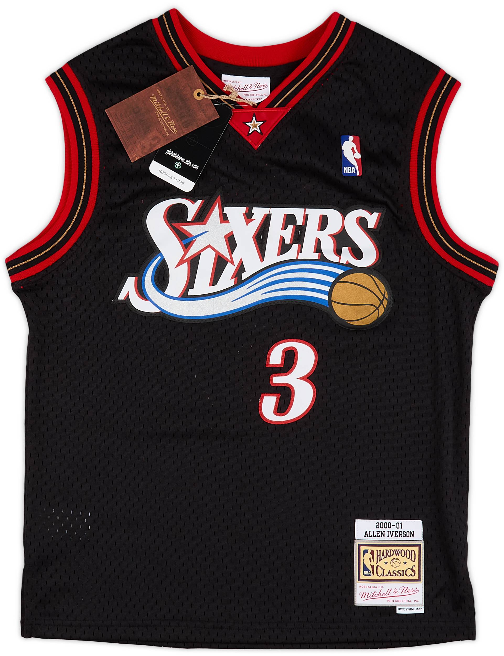 2000 01 Philadelphia 76ers Iverson 3 Mitchell Ness Hardwood Classics Swingman Away Jersey M.Kids