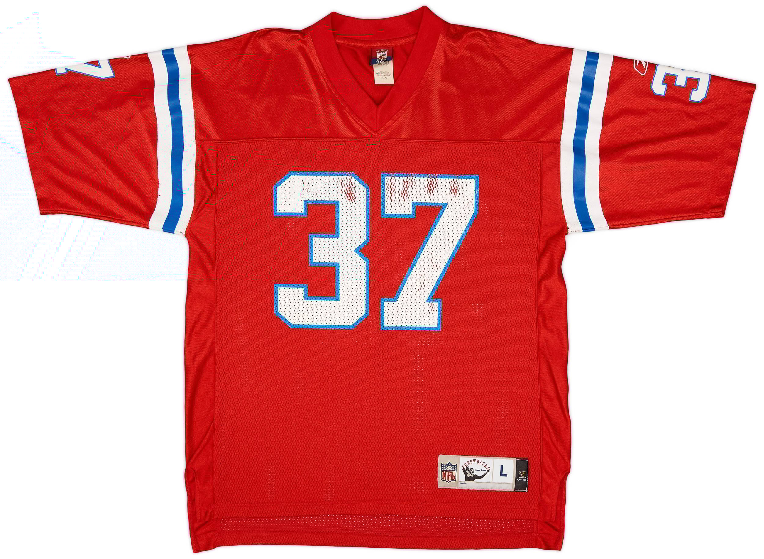 1963 New England Patriots Harrison 37 Reebok Throwback Home Jersey Good L