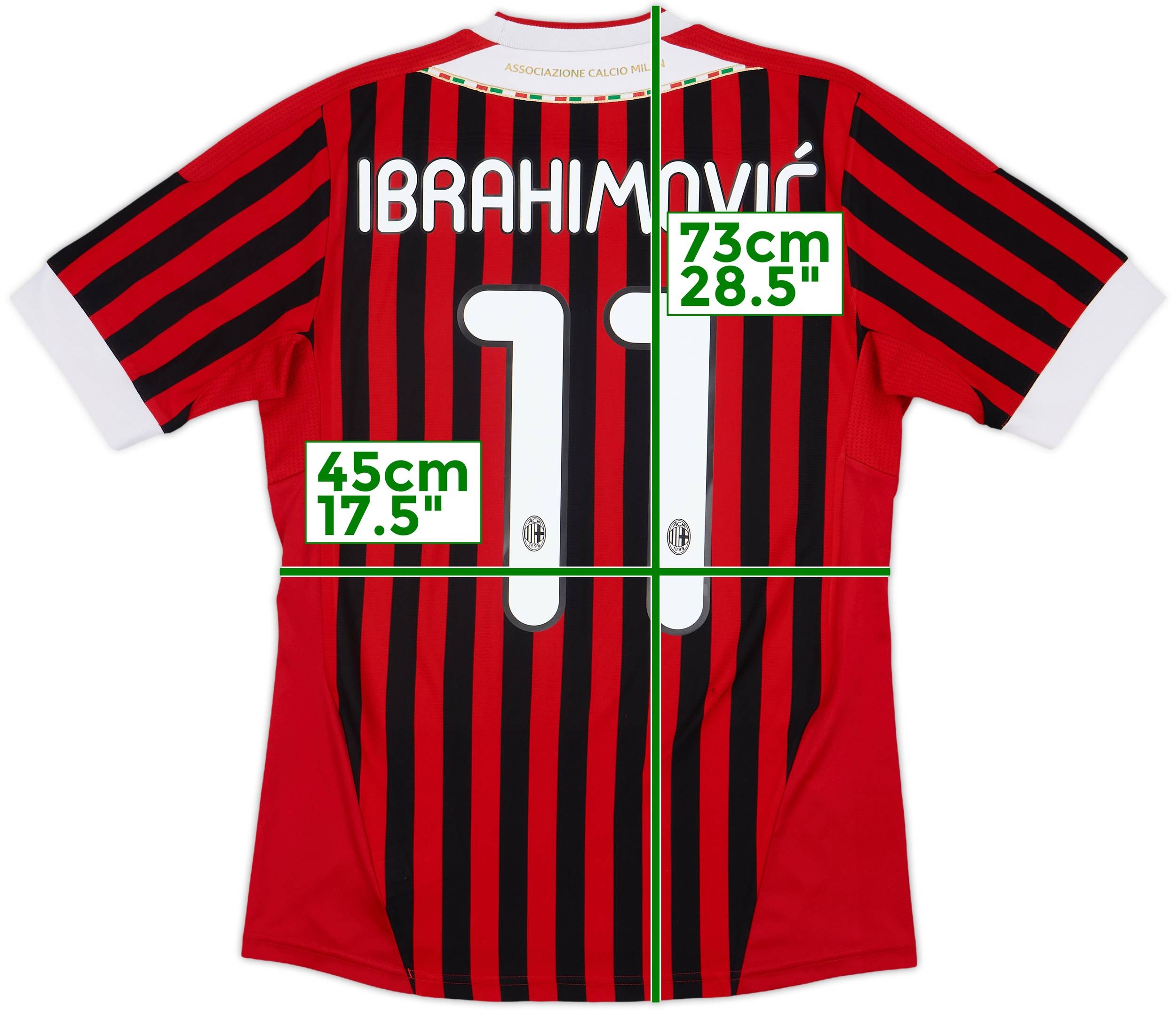 2011-12 AC Milan Home Shirt Ibrahimovic #11 - 7/10 - (S)