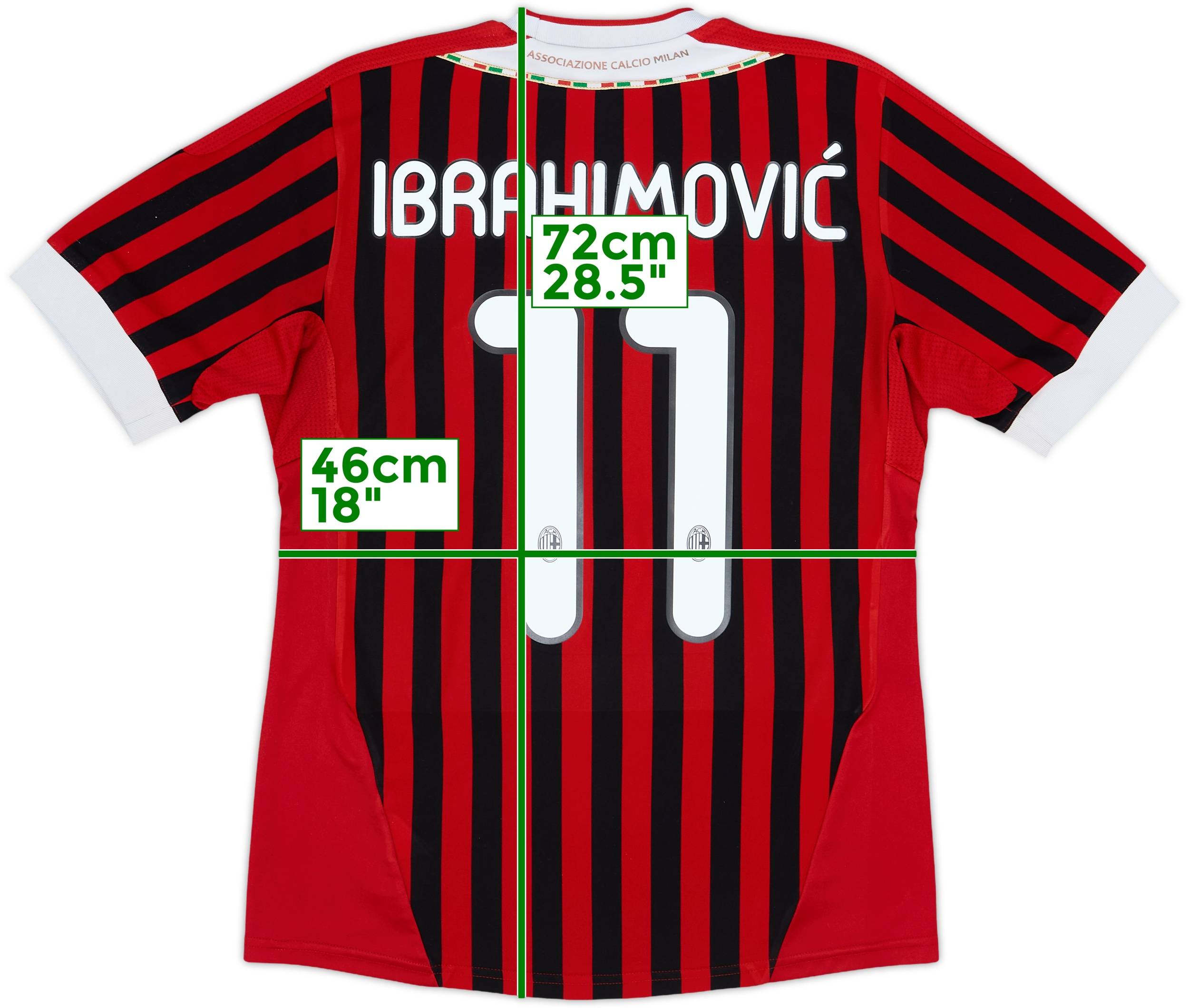 2011-12 AC Milan Home Shirt Ibrahimovic #11 - 5/10 - (S) 2011-12 AC Milan Home Shirt Ibrahimovic #11 - 5/10 - (S)
