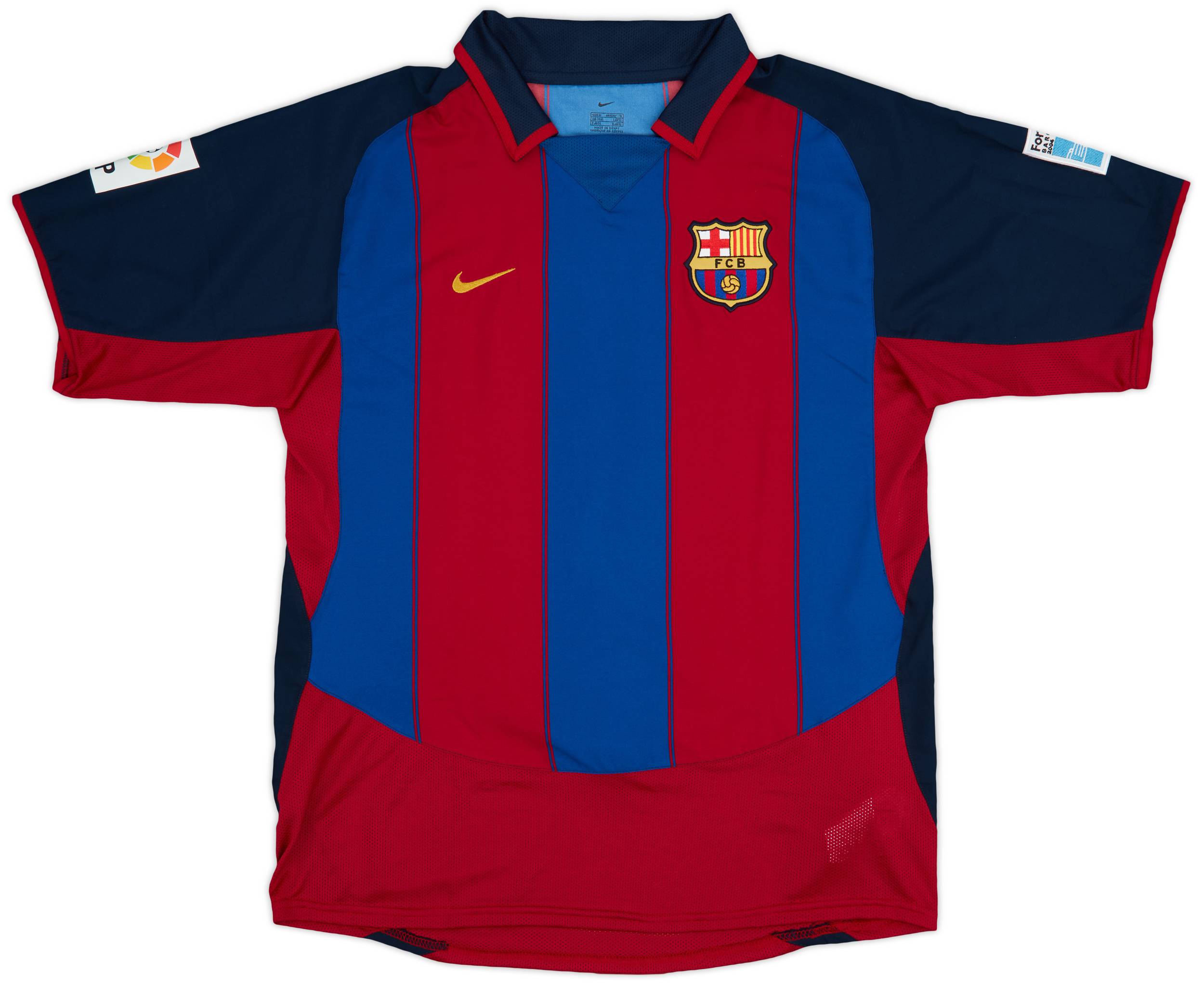 2003-04 Barcelona Match Issue Signed Home Shirt Overmars #11