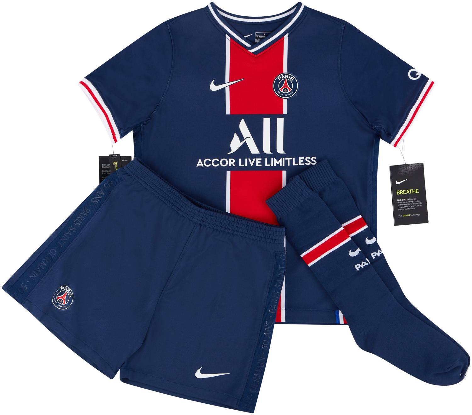 2020 21 Paris Saint Germain Home Full Kit Mbappe 7 NEW Little Kids