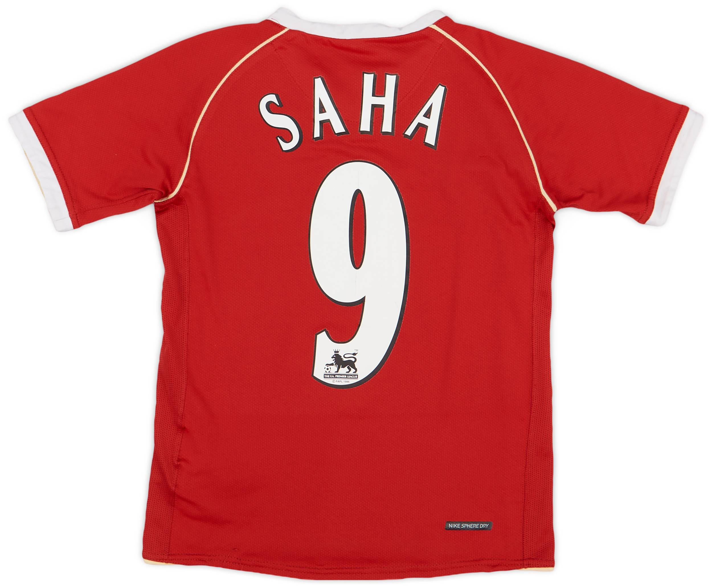 2006-07 Manchester United Home Shirt Saha #9 - 7/10 - (S.Boys)