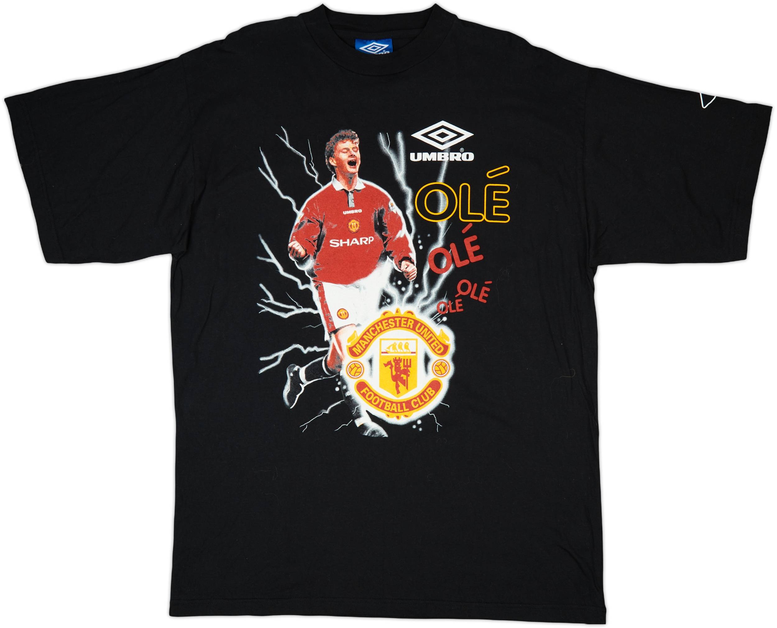1996-98 Manchester United Umbro 'Ole Gunnar Solskjaer' Graphic Tee - 9/10 - (XL)