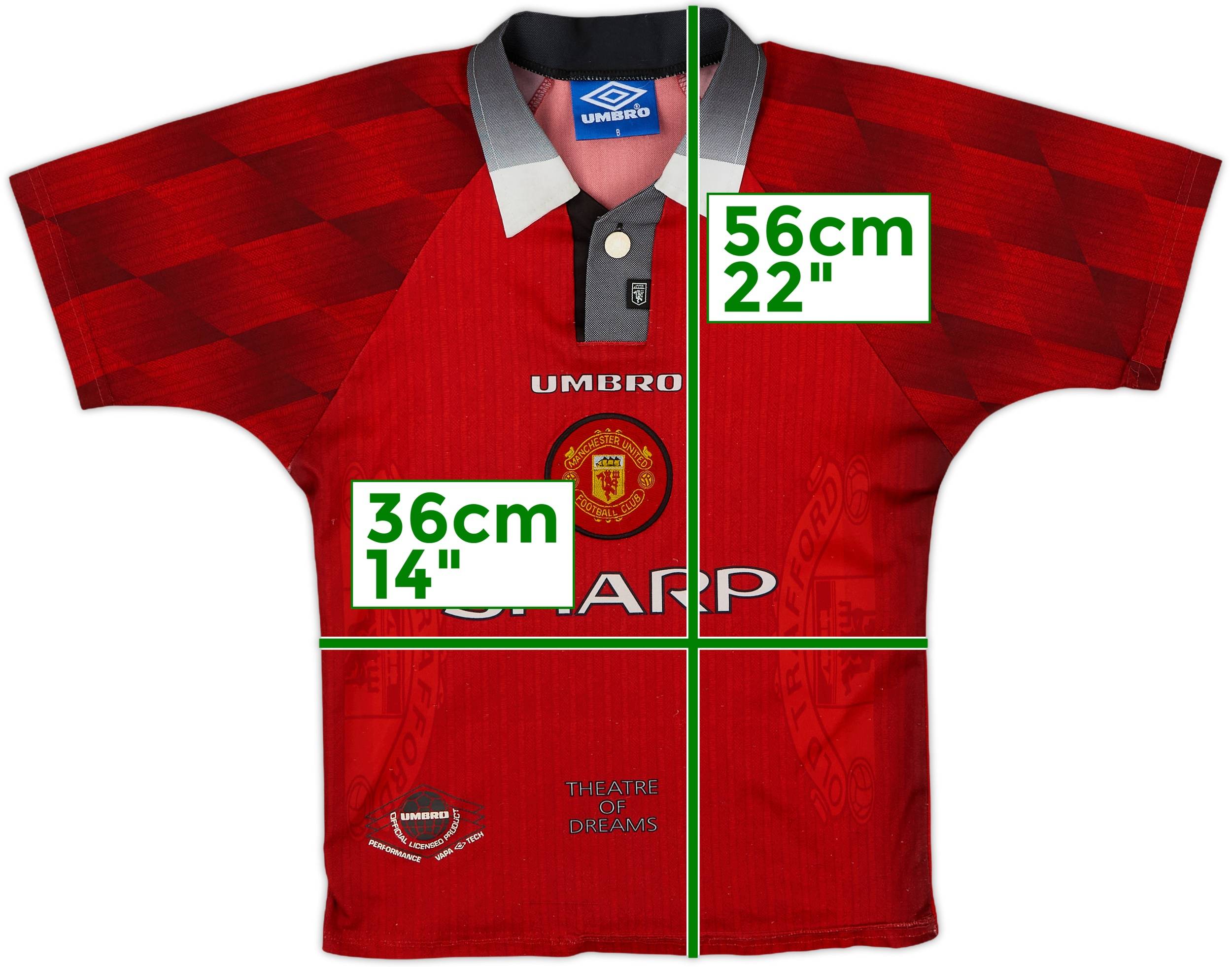 1996-98 Manchester United Home Shirt - 8/10 - (M.Boys)