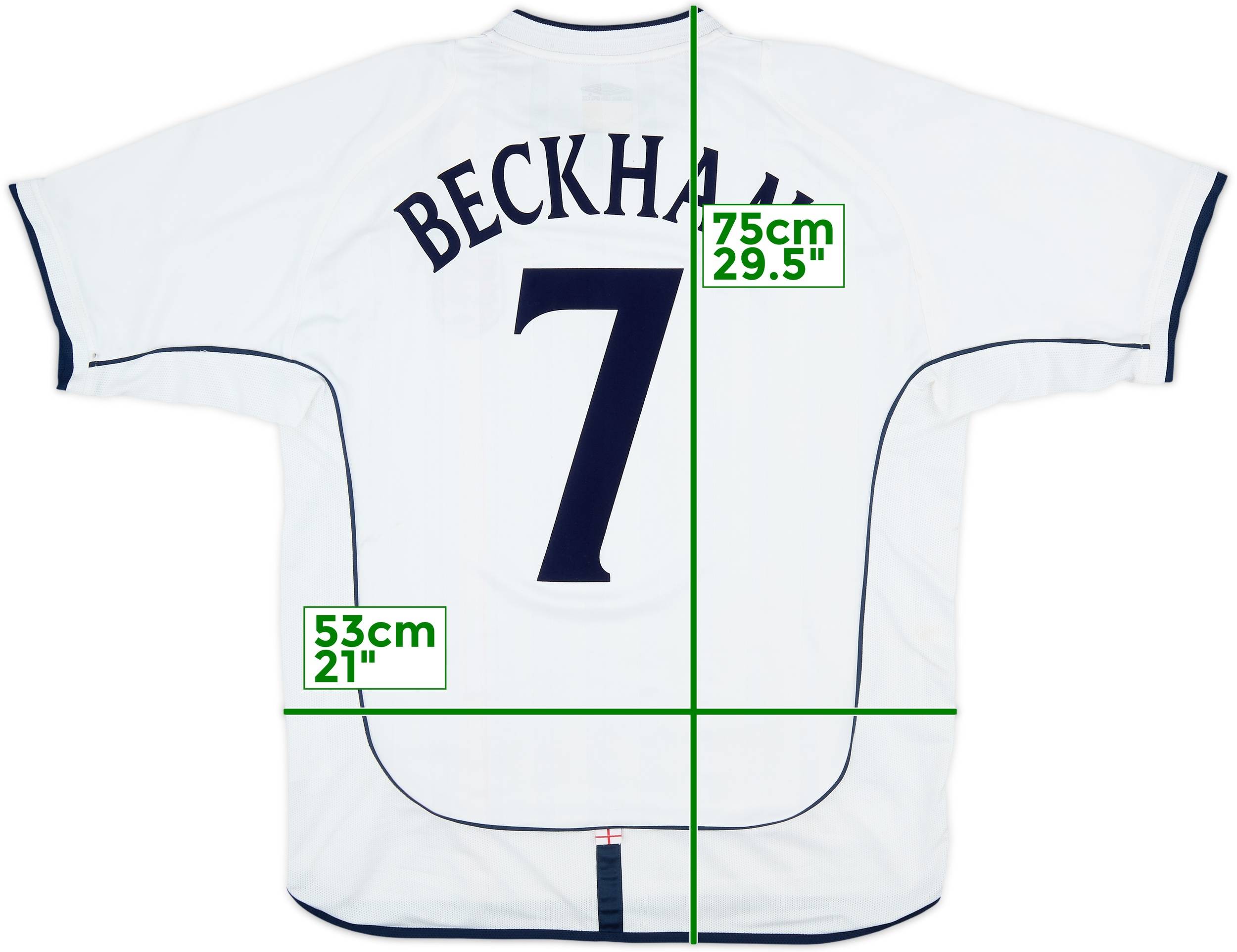 2001-03 England Home Shirt Beckham #7 - 6/10 - (L)