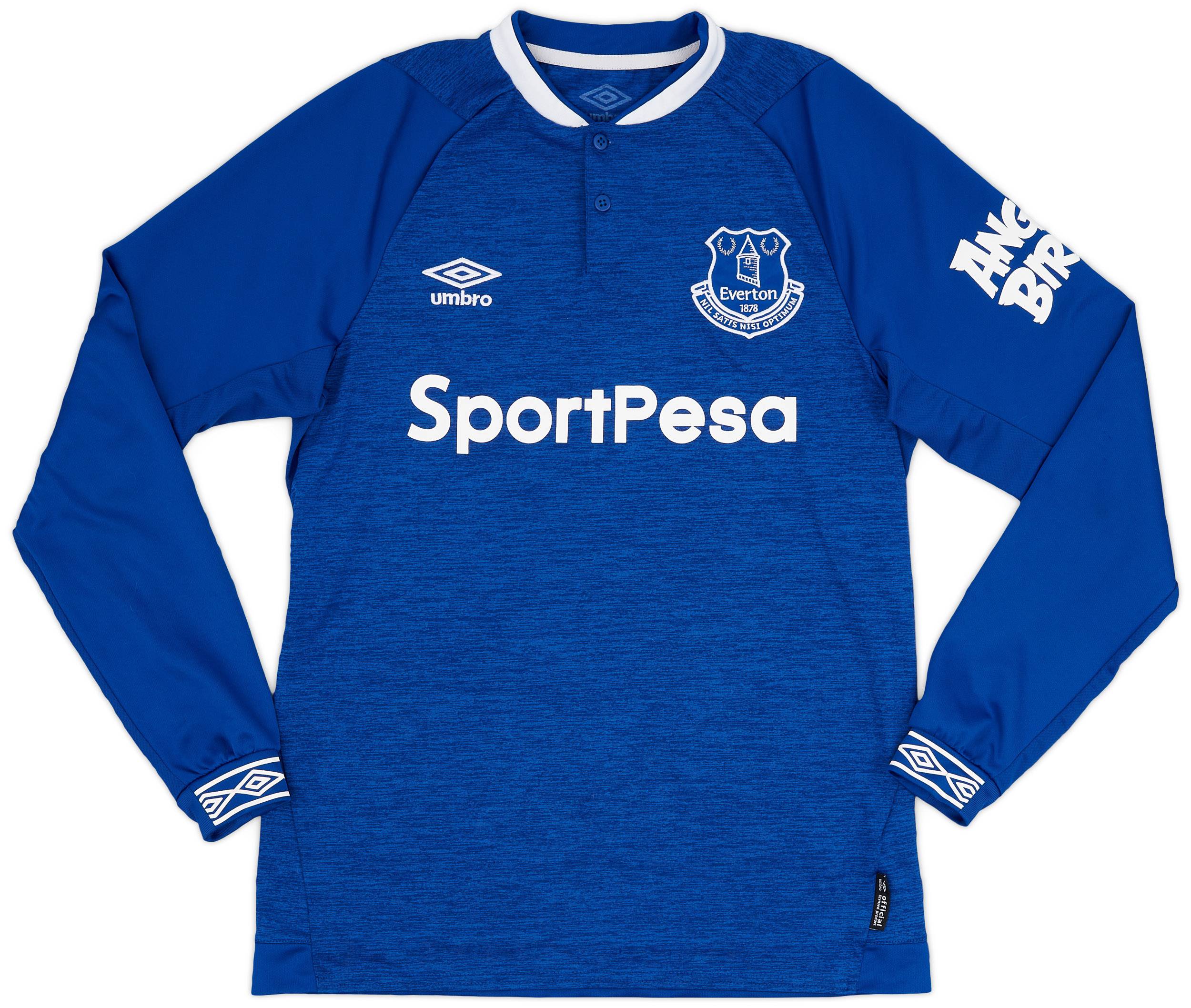 2018-19 Everton Home L/S Shirt - 9/10 - (S)