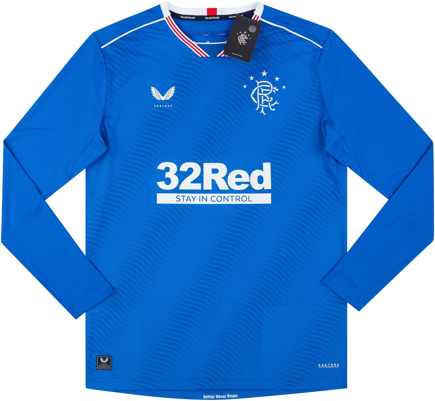 2020-21 Rangers Player Issue Pro Home L/S Shirt