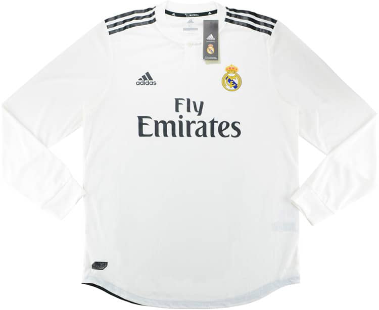 2018 19 Real Madrid Player Issue Authentic Home L S Shirt NEW