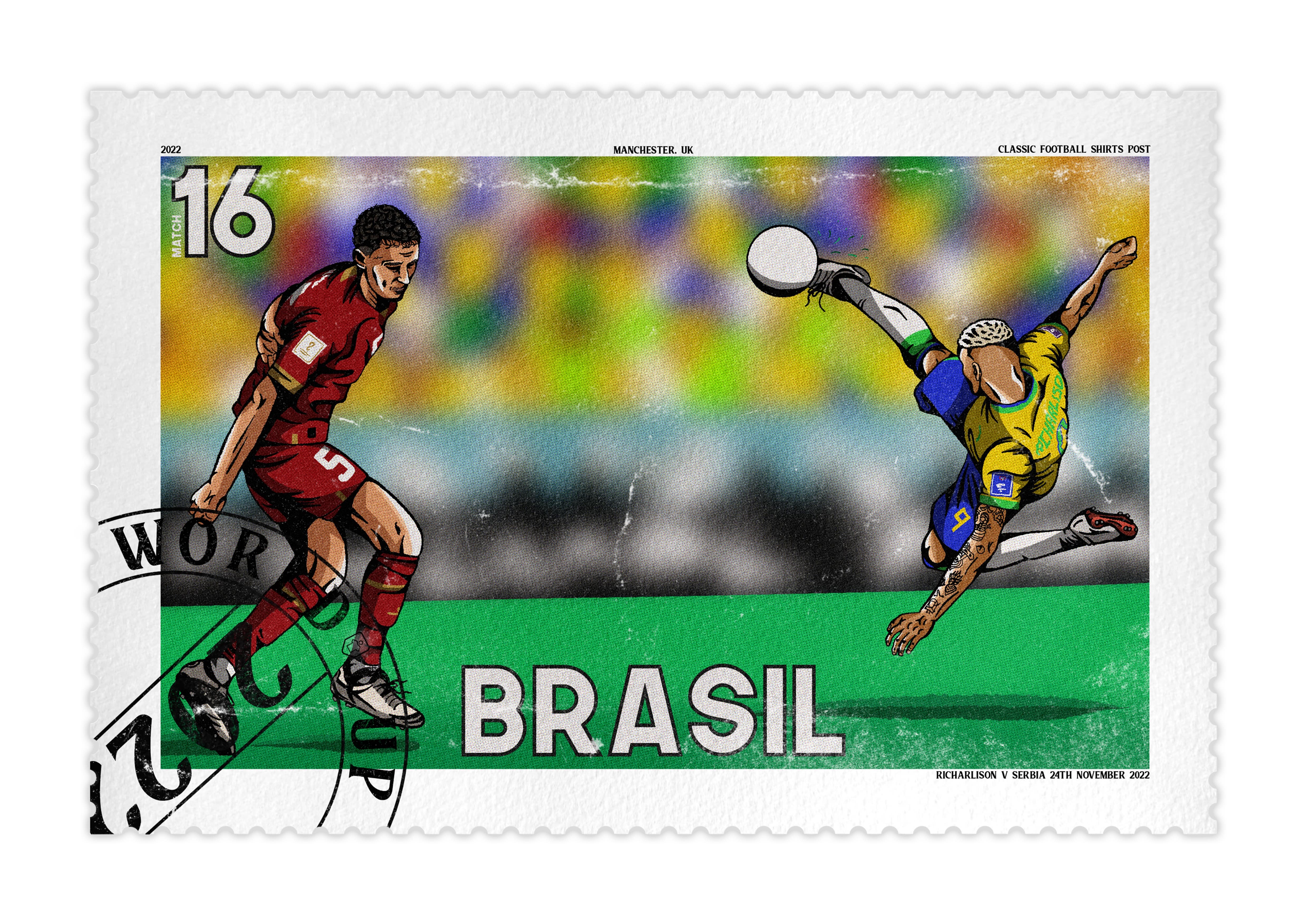 Richarlison Bicycle Kick 2022 World Cup Stamp A3 Print/Poster