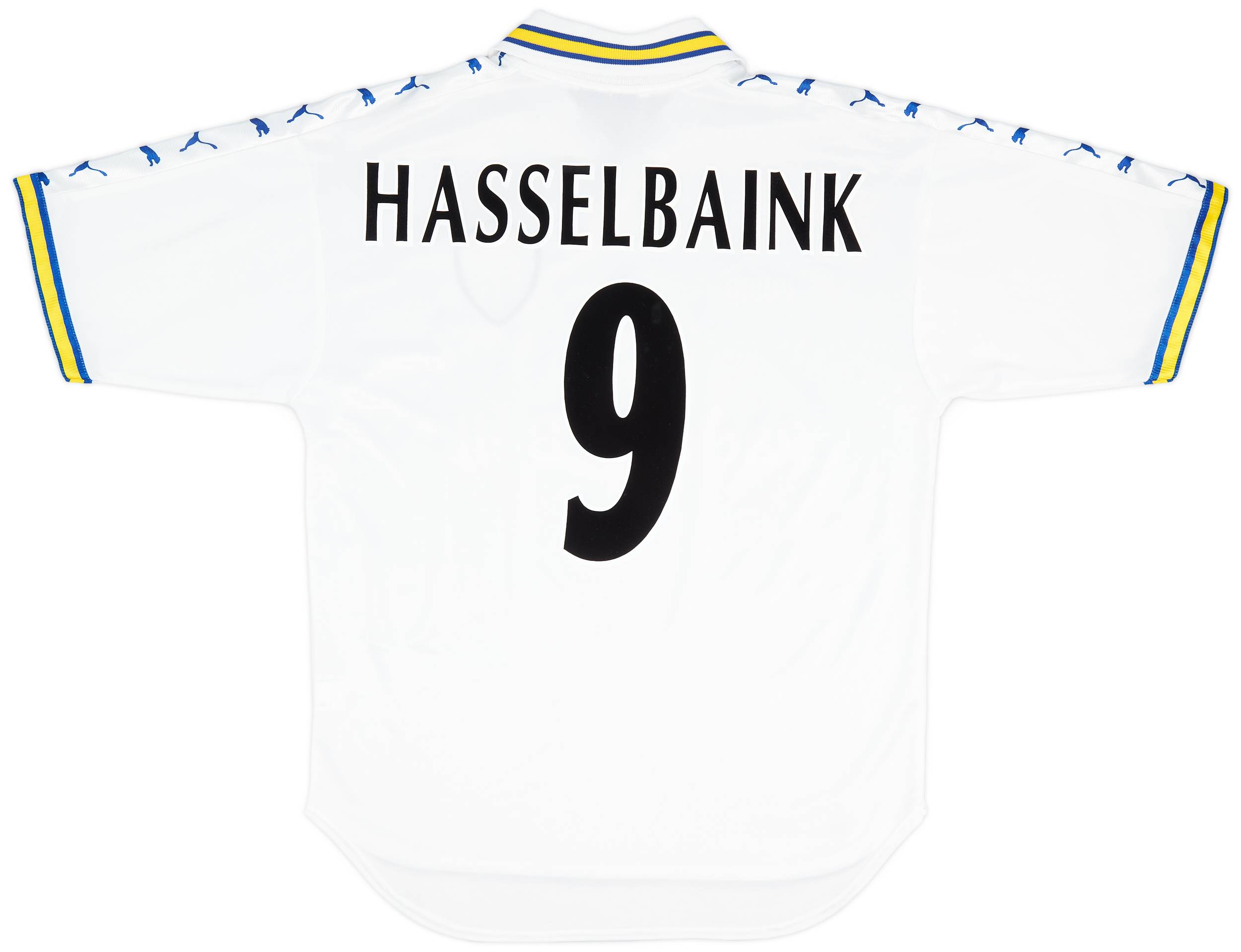 1998-00 Leeds United Home Shirt Hasselbaink #9 - 8/10 - (M)