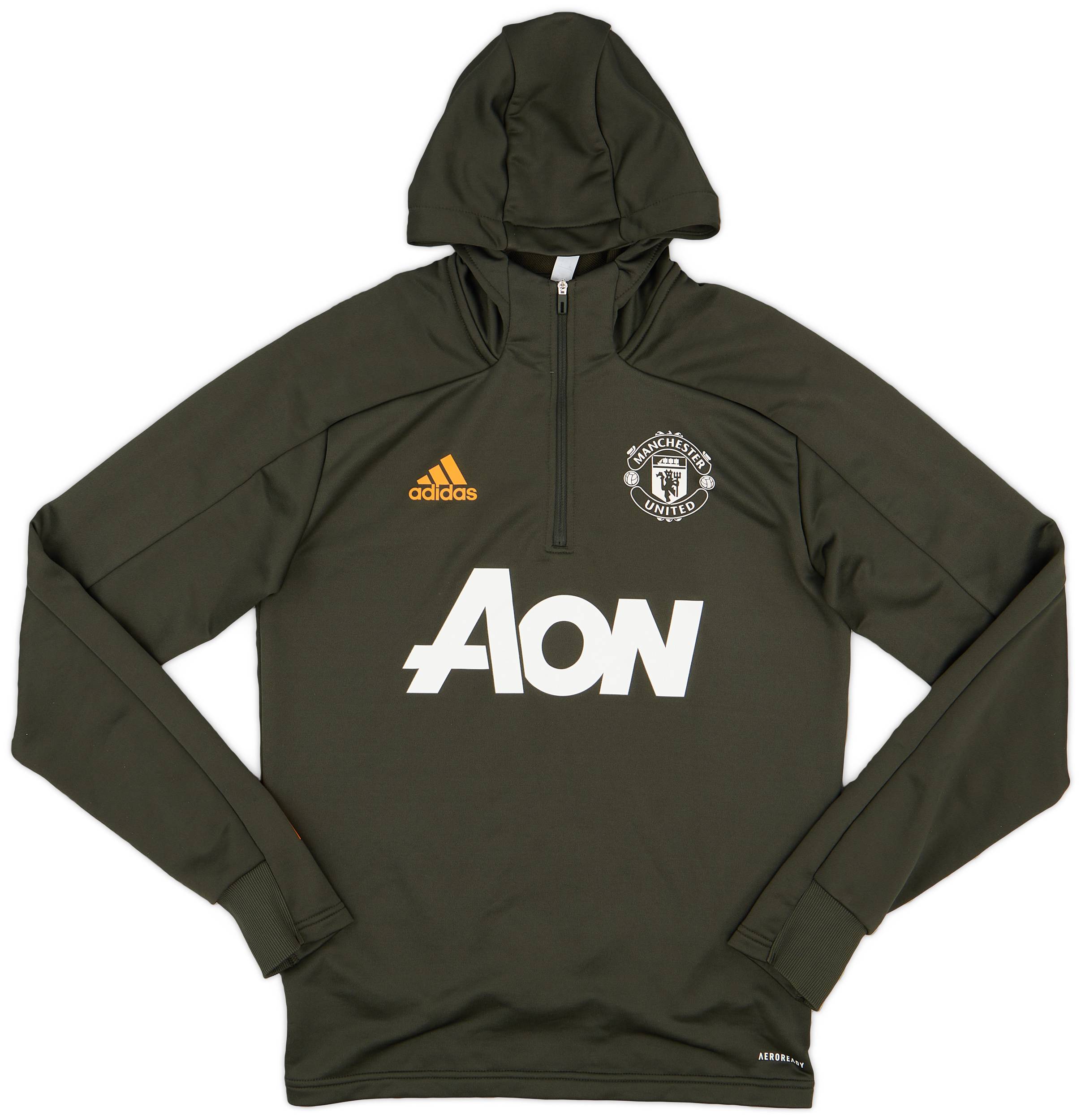 2020-21 Manchester United adidas 1/4 Zip Hooded Top - 9/10 - (S)