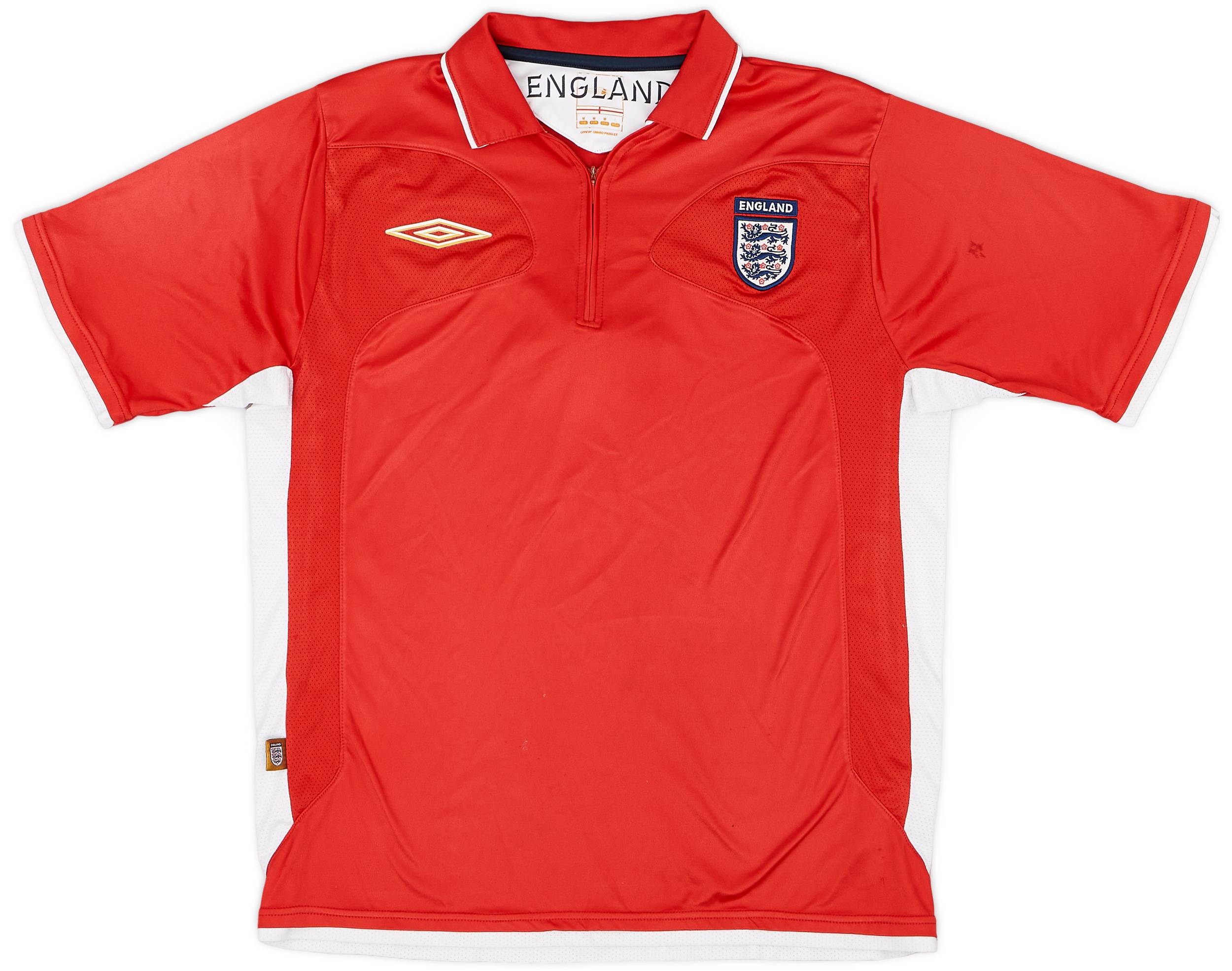 2006-07 England Umbro 1/4 Zip Polo Shirt - 8/10 - (M)