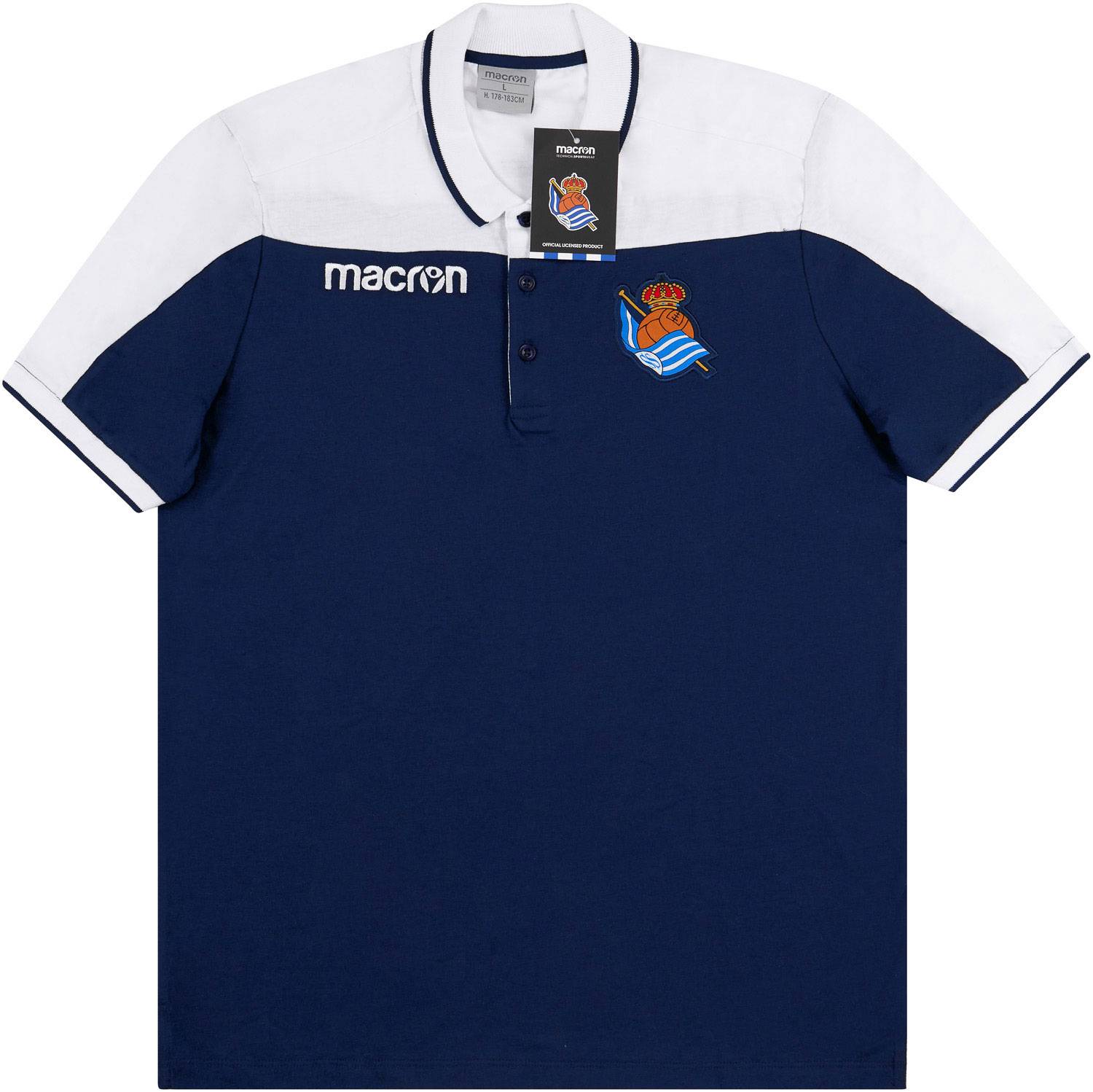 2018-19 Real Sociedad Macron Travel Polo T-Shirt - NEW