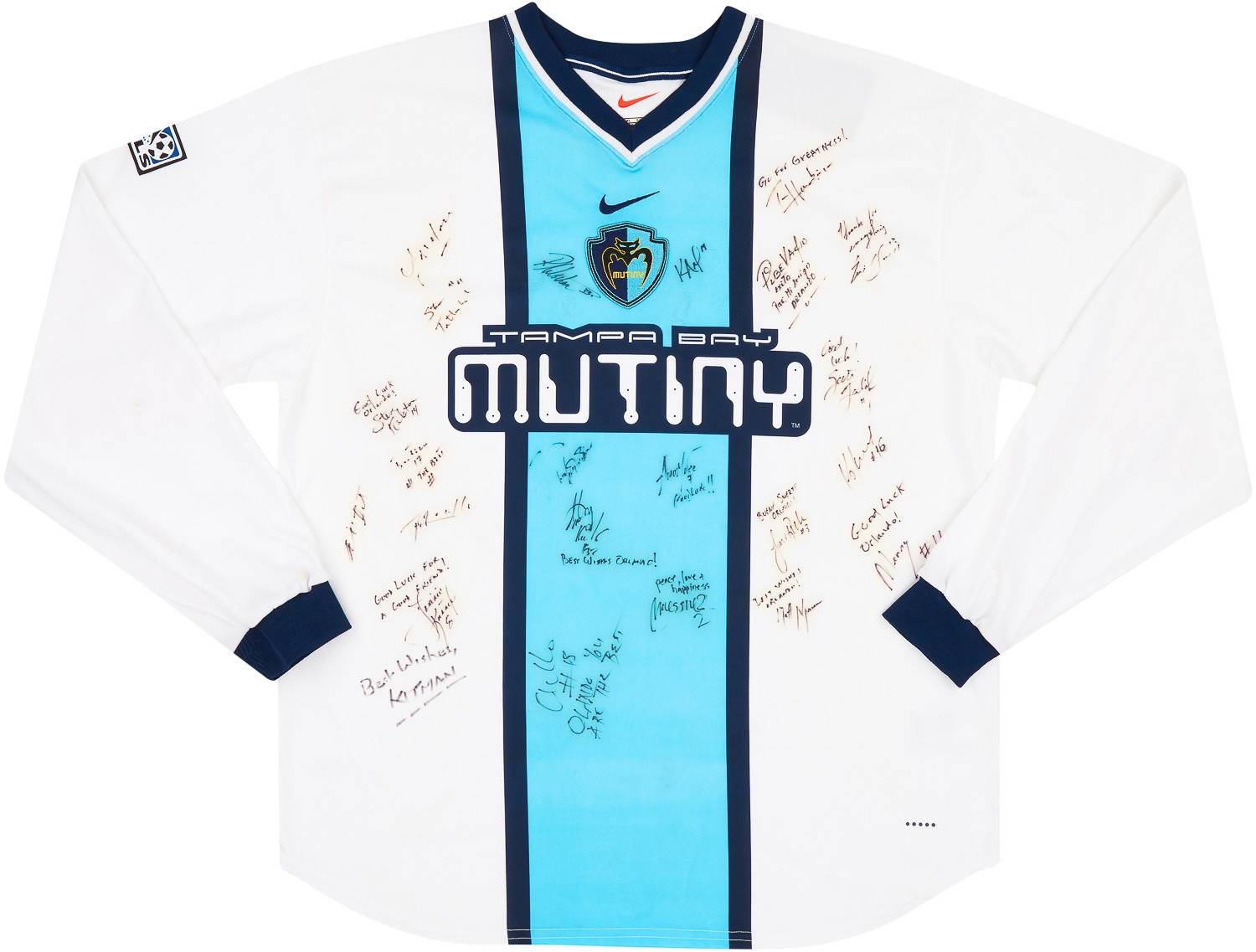 2000 Tampa Bay Mutiny Player Issue Signed Away L/S Shirt - 6/10 - (XL)