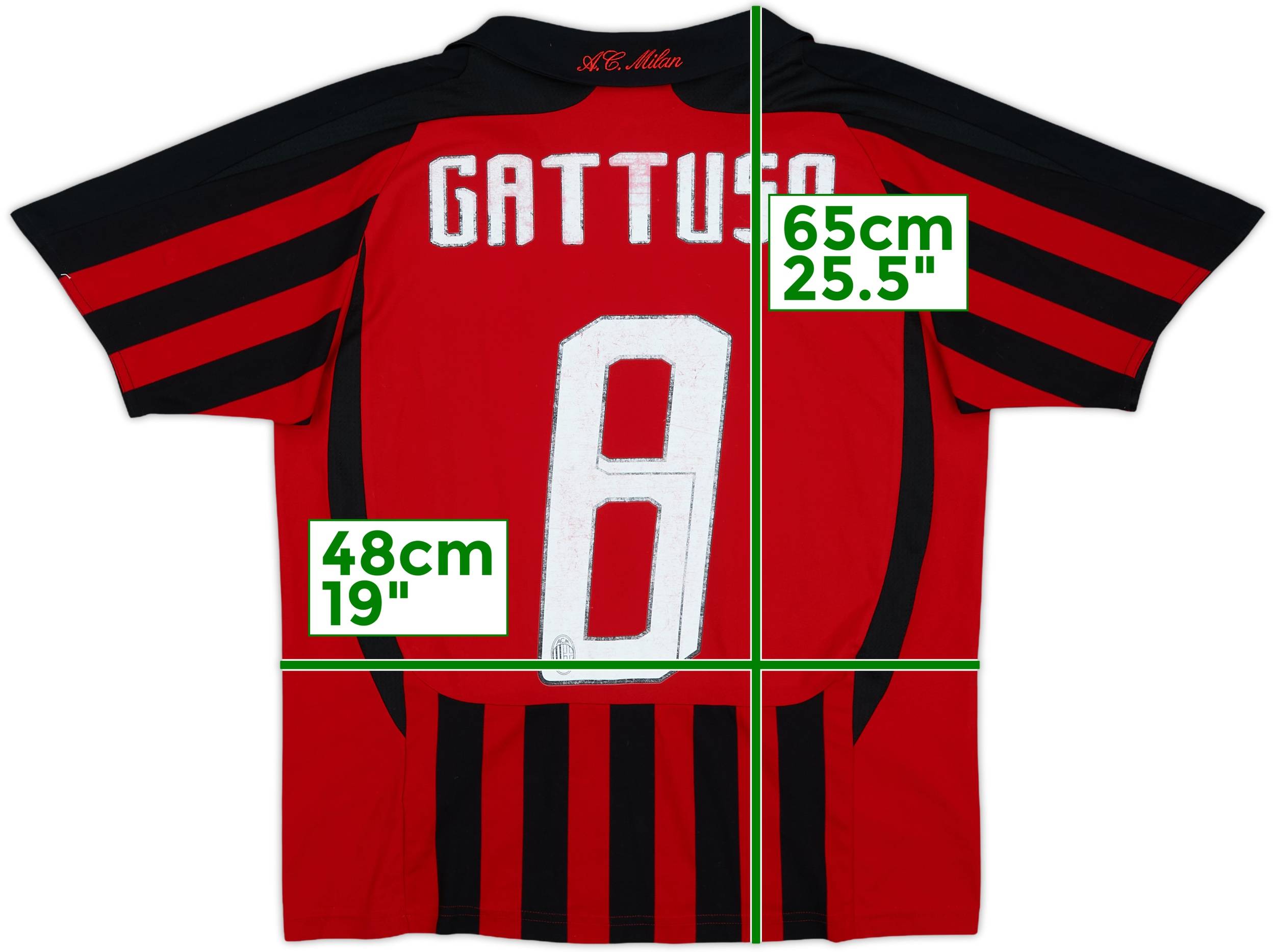 y.shonan.m様　AC Milan Gattuso 8 ユニフォーム AC MILAN 2006 2007 GATTUSO 8 LONG SLEEVE HOME SHIRT