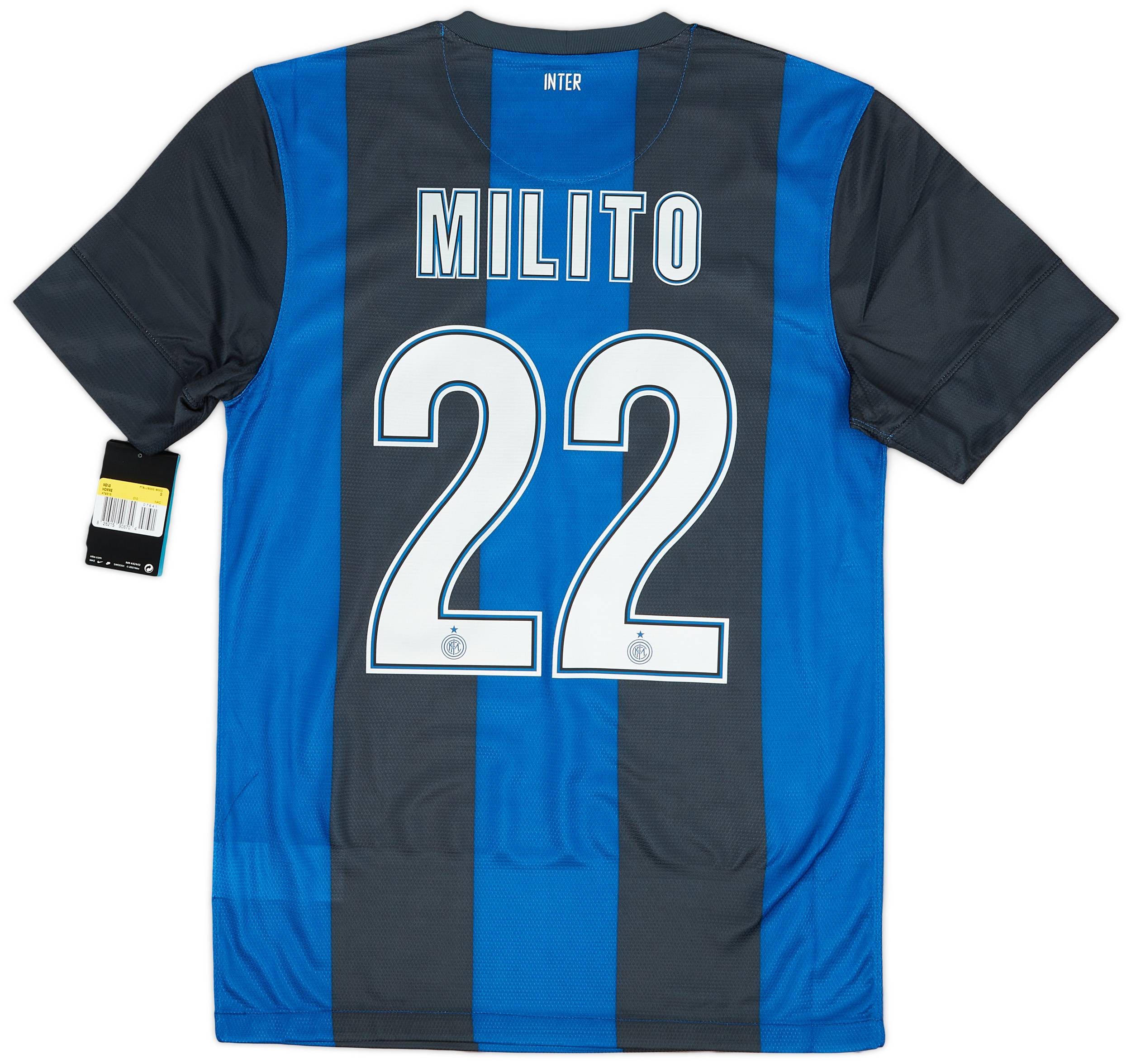 2012-13 Inter Milan Home Shirt Milito #22 (S)