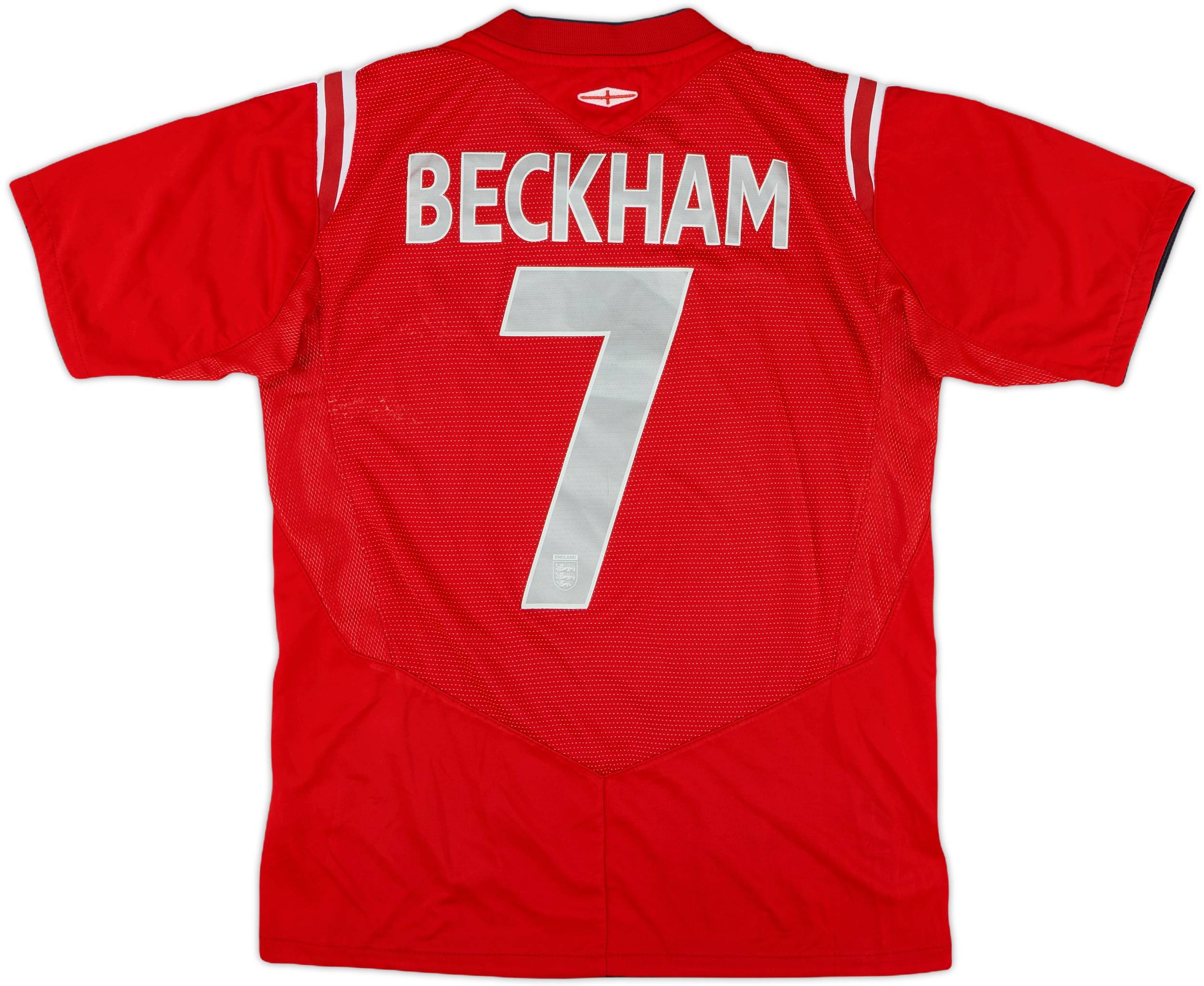 2004-06 England Away Shirt Beckham #7 - 8/10 - (L.Boys)