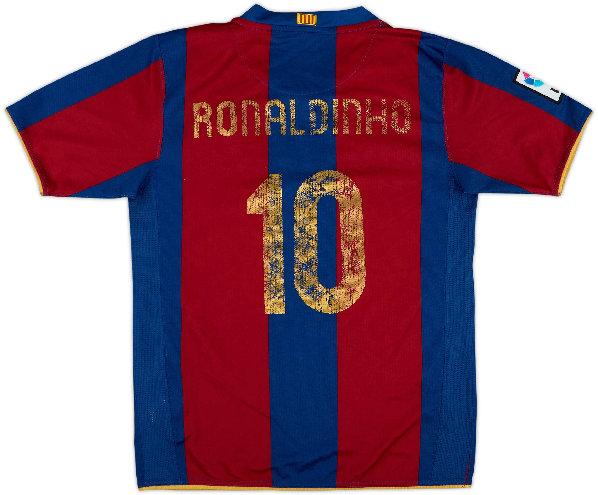 2007-08 Barcelona Home Shirt Ronaldinho #10 - 4/10 - (L.Boys)