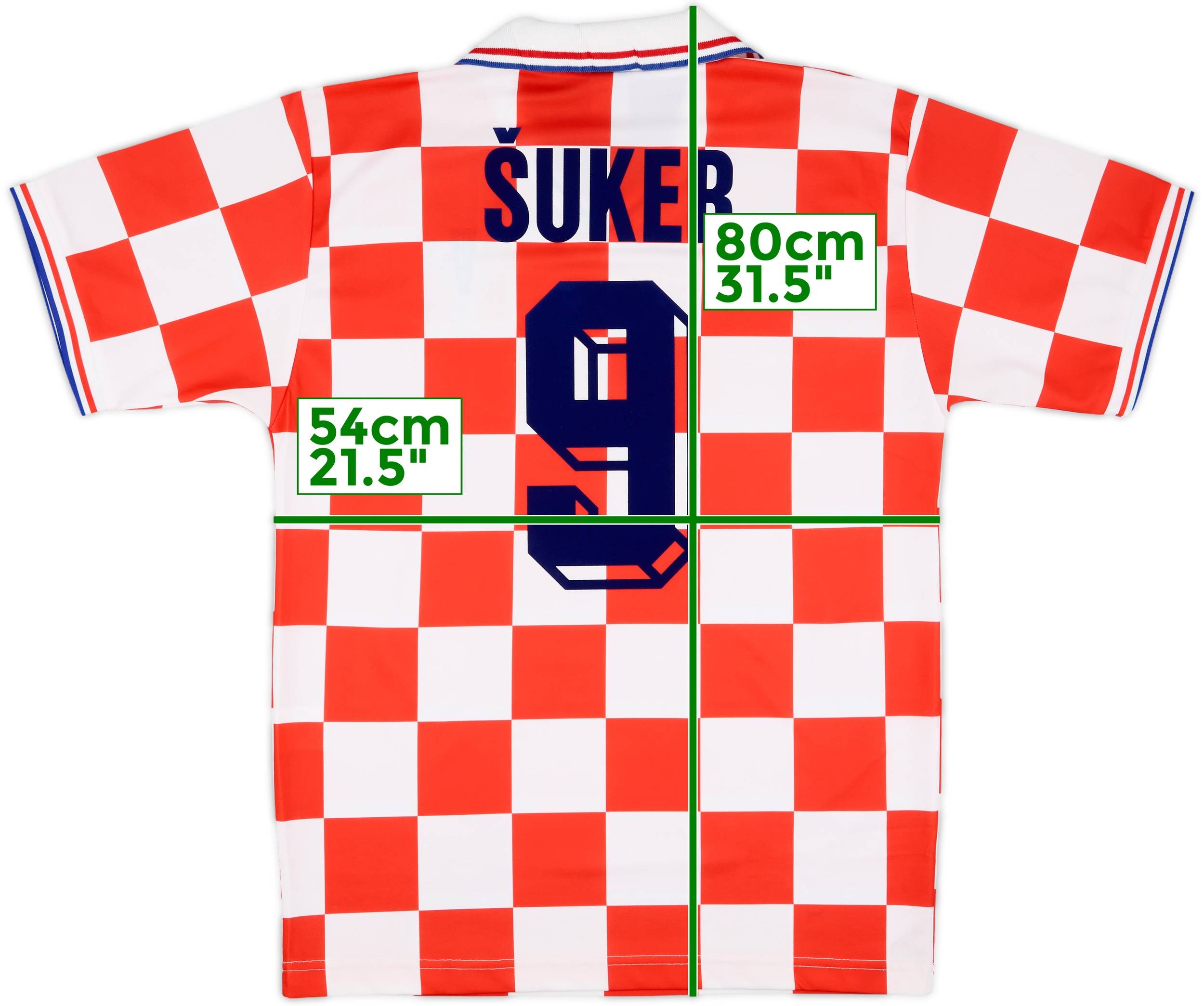 1996-98 Croatia Home Shirt Suker #9 - 8/10 - (L)