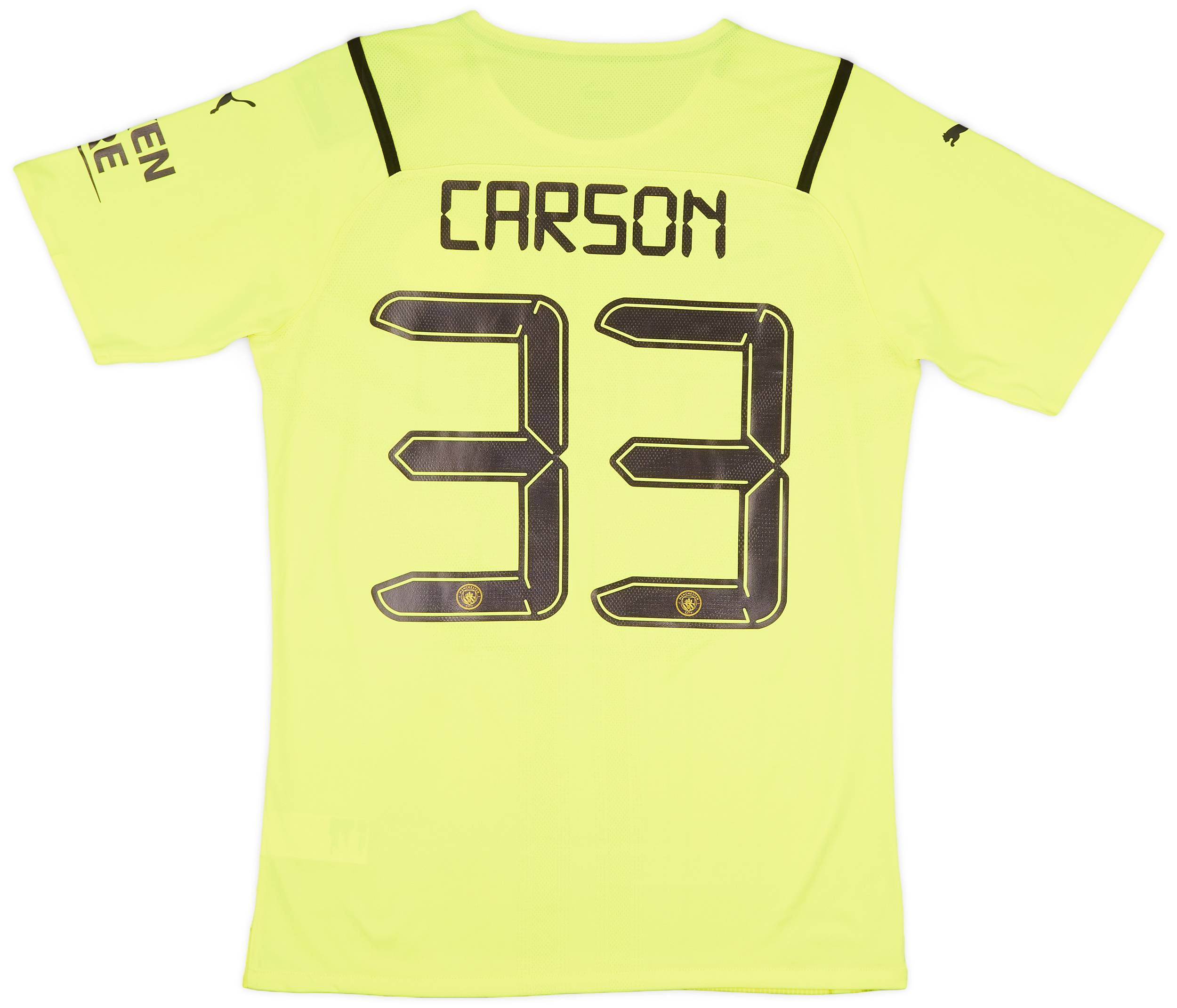 2021-22 Manchester City Player Issue GK S/S Shirt Carson #33 - As New - (XL)