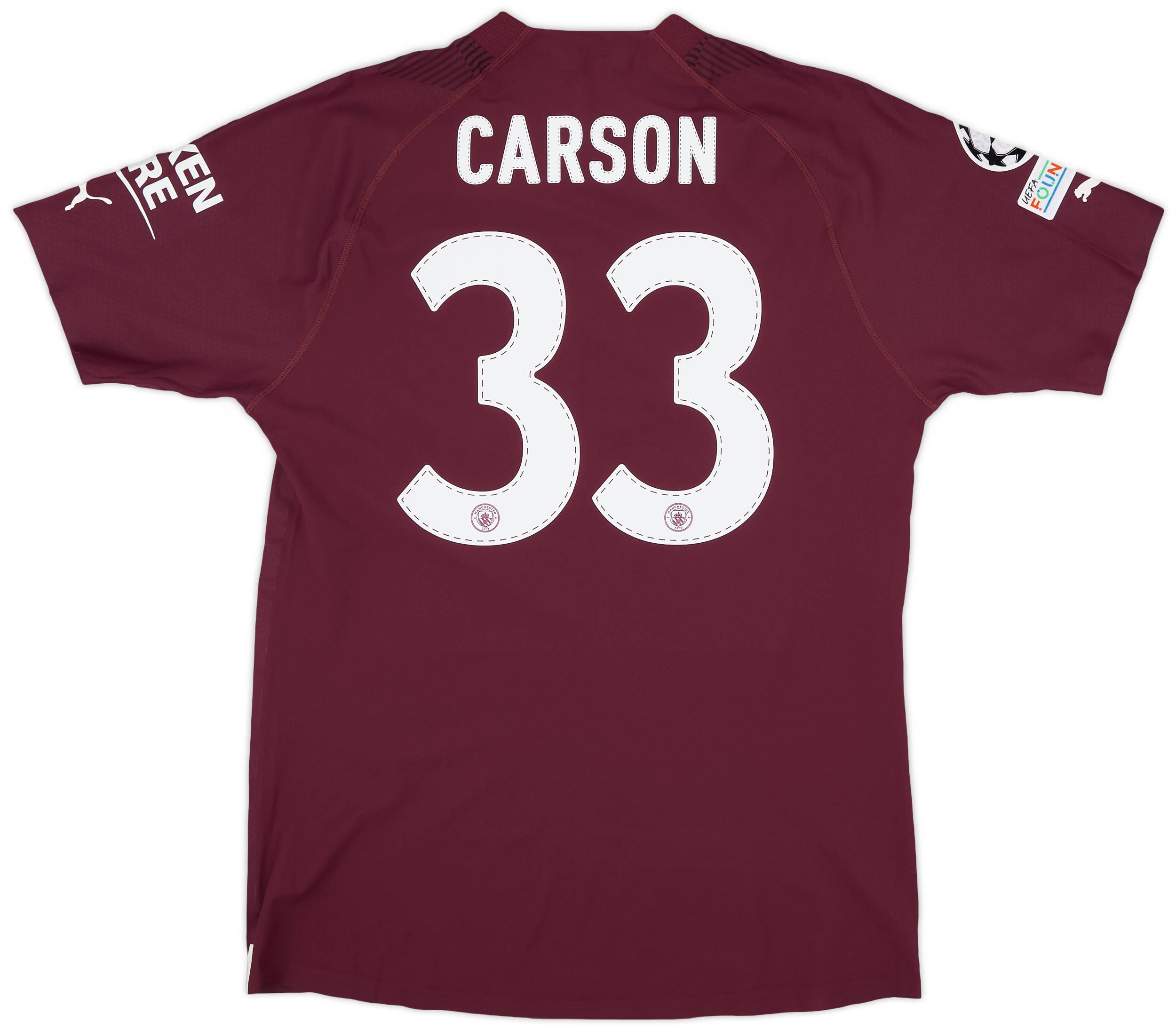 2022-23 Manchester City Match Issue CL GK S/S Shirt Carson #33 - As New - (XL)