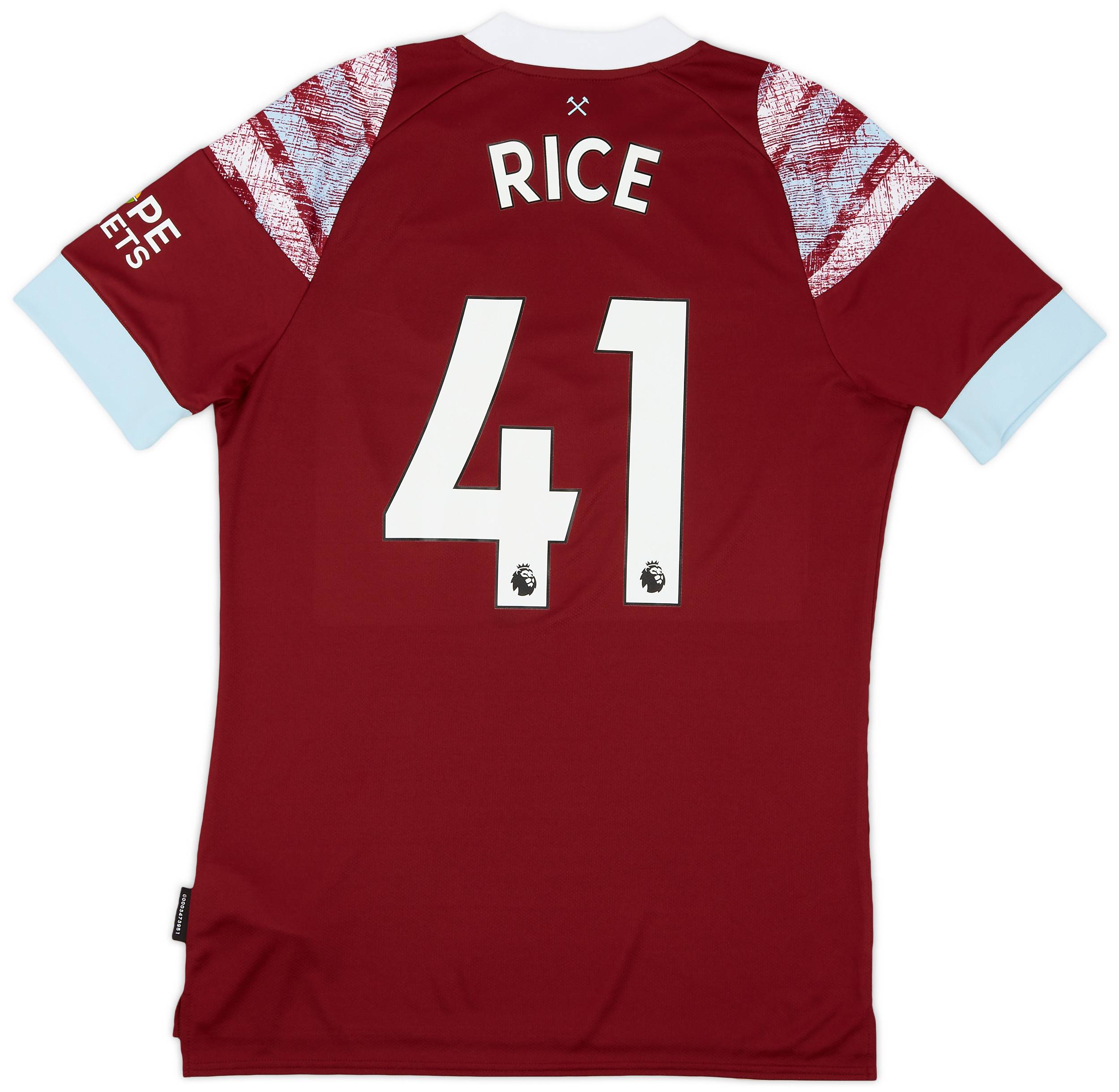 2022-23 West Ham Home Shirt Rice #41 - (XXL)