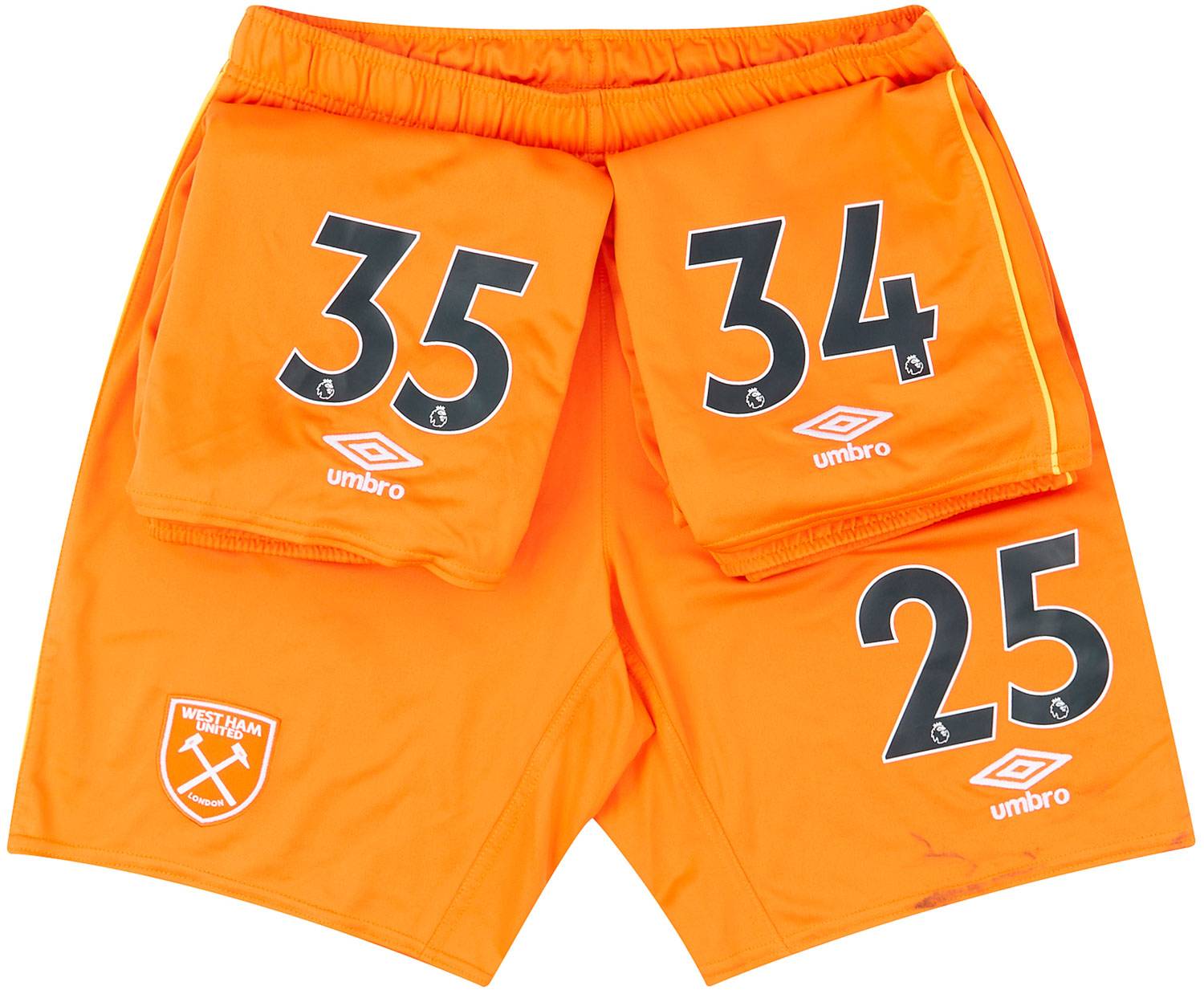 2020-21 West Ham Player Issue Away GK Shorts #34 (Fair) L