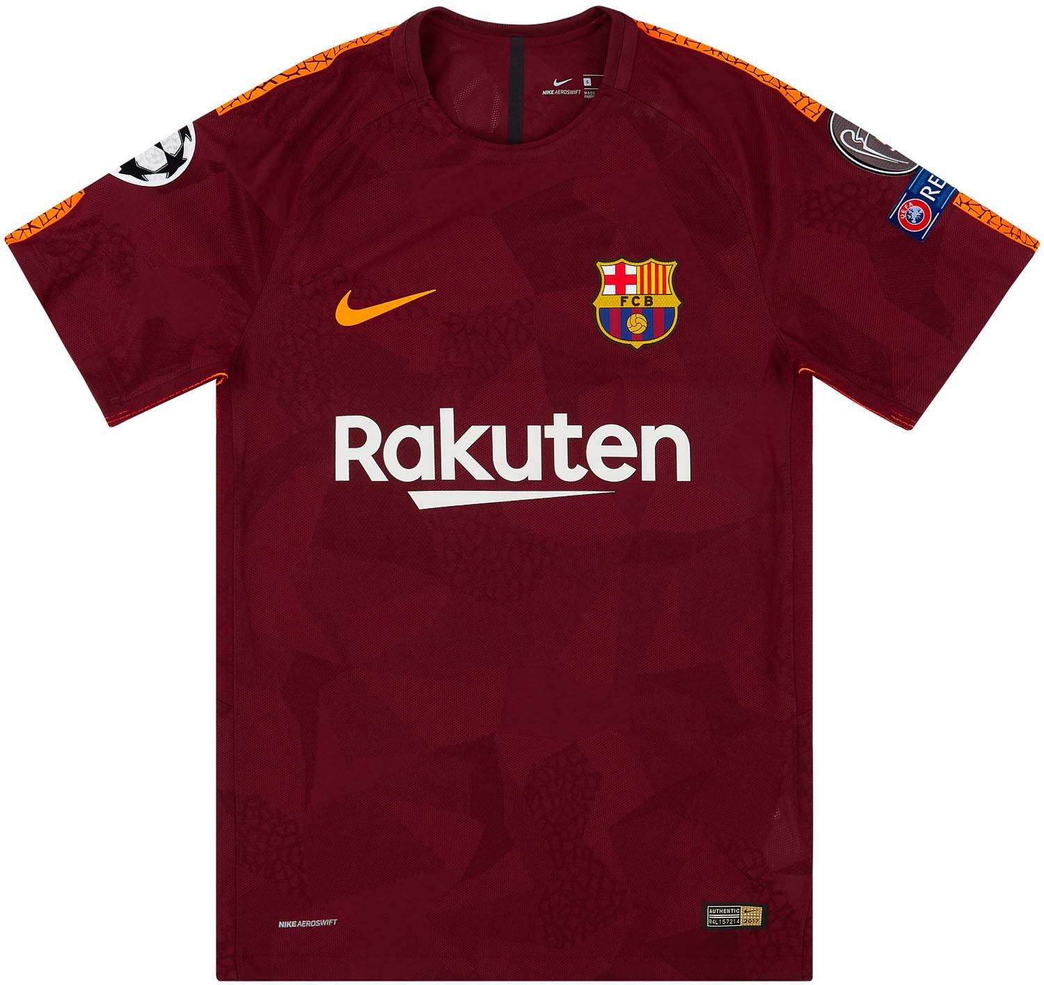 2017 18 Barcelona Player Issue Authentic Third CL Shirt Very Good S