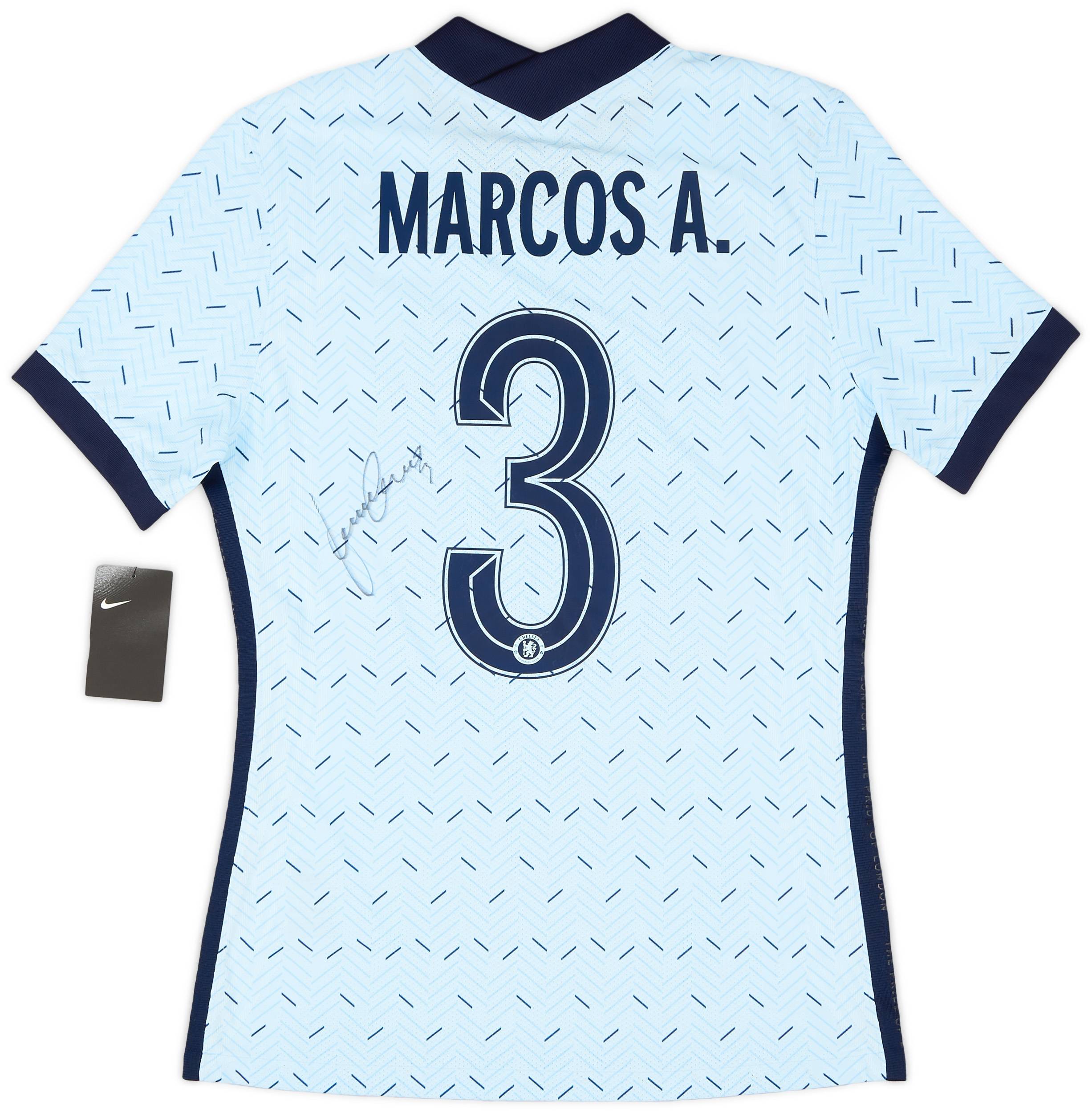 2020-21 Chelsea Player Issue Signed Away Shirt Marcos A. #3 (M)