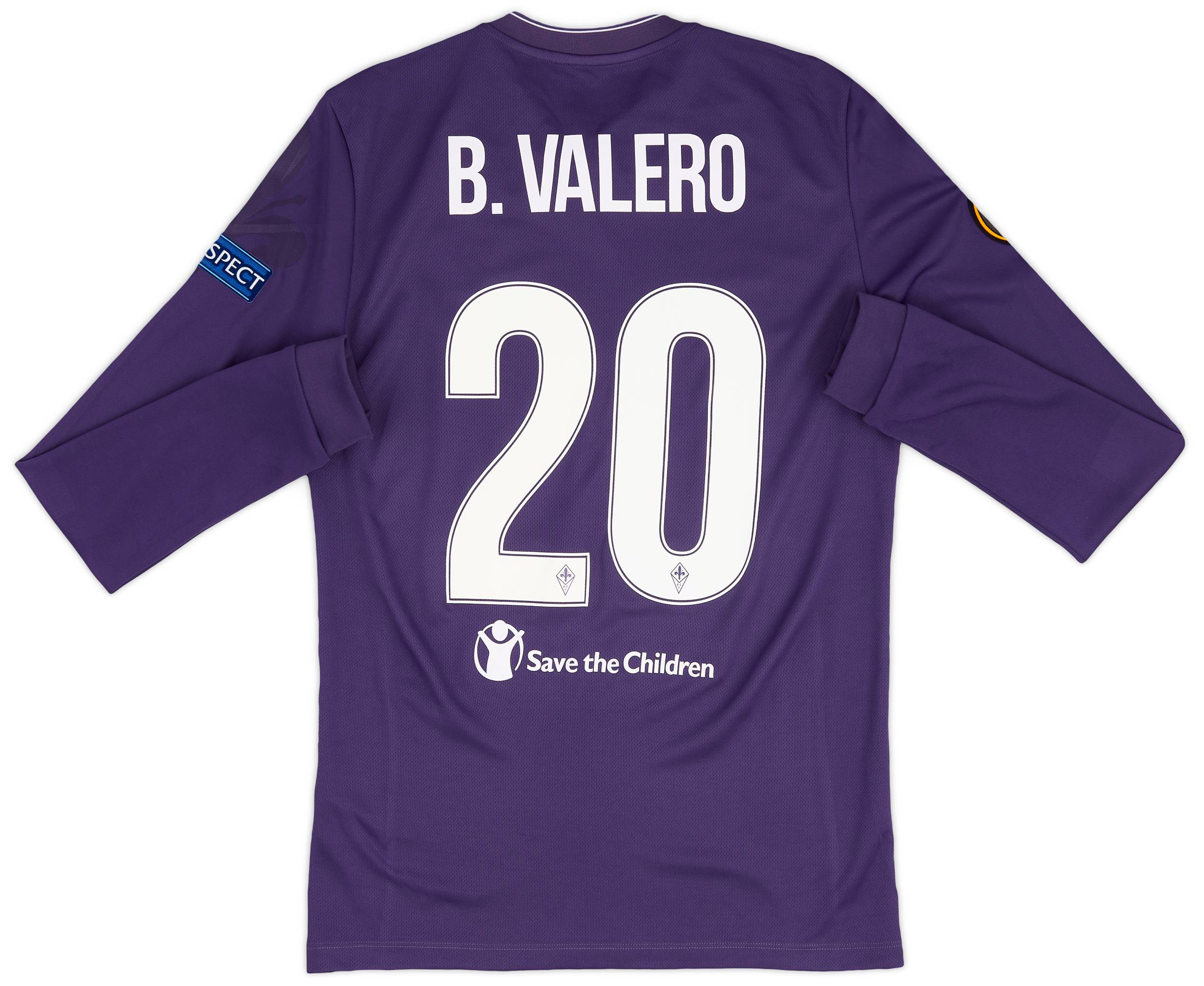 2015-16 Fiorentina Match Issue European Home L/S Shirt B. Valero #20 - As New - (S)