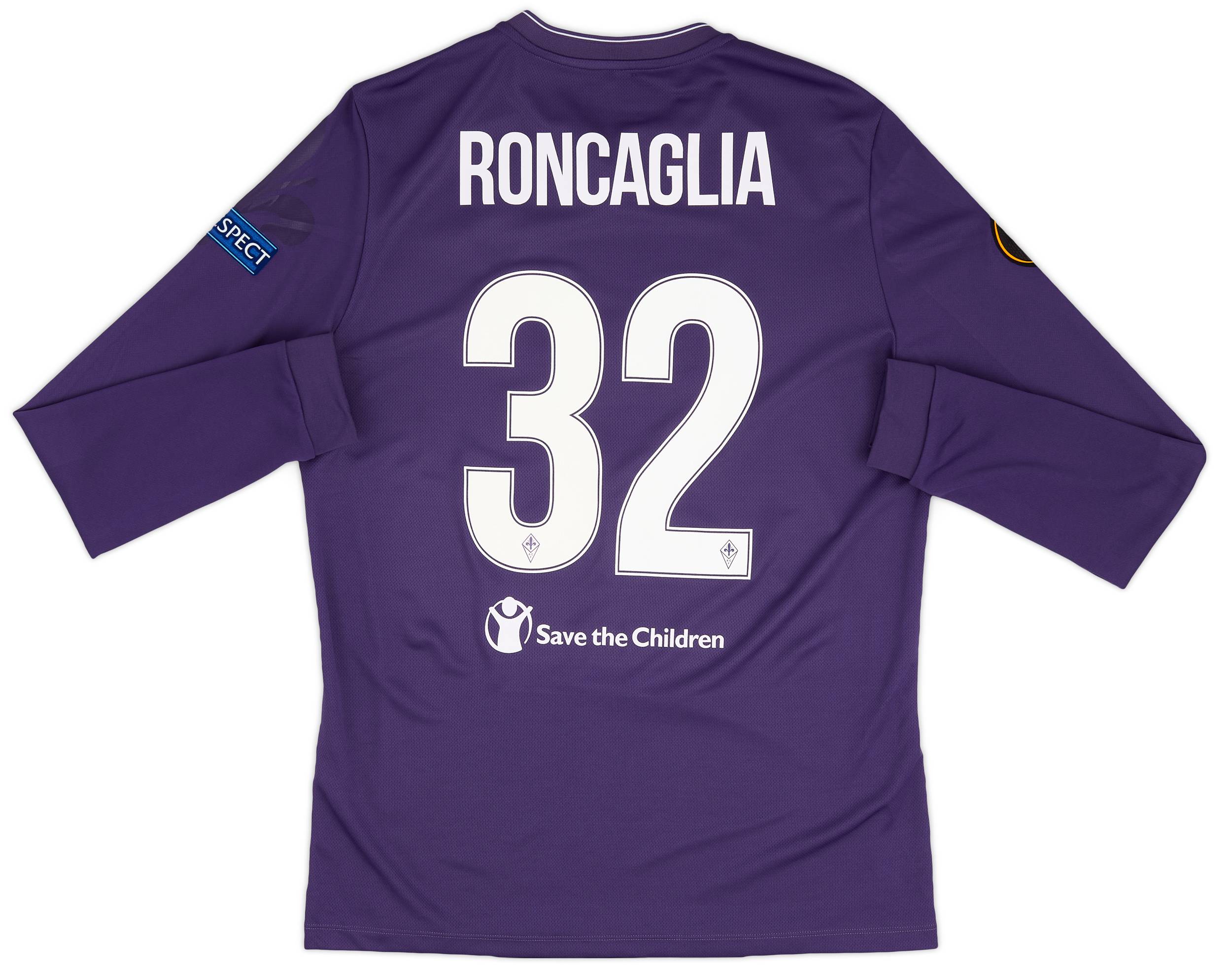 2015-16 Fiorentina Match Issue European Home L/S Shirt Roncaglia #32 - As New - (L)