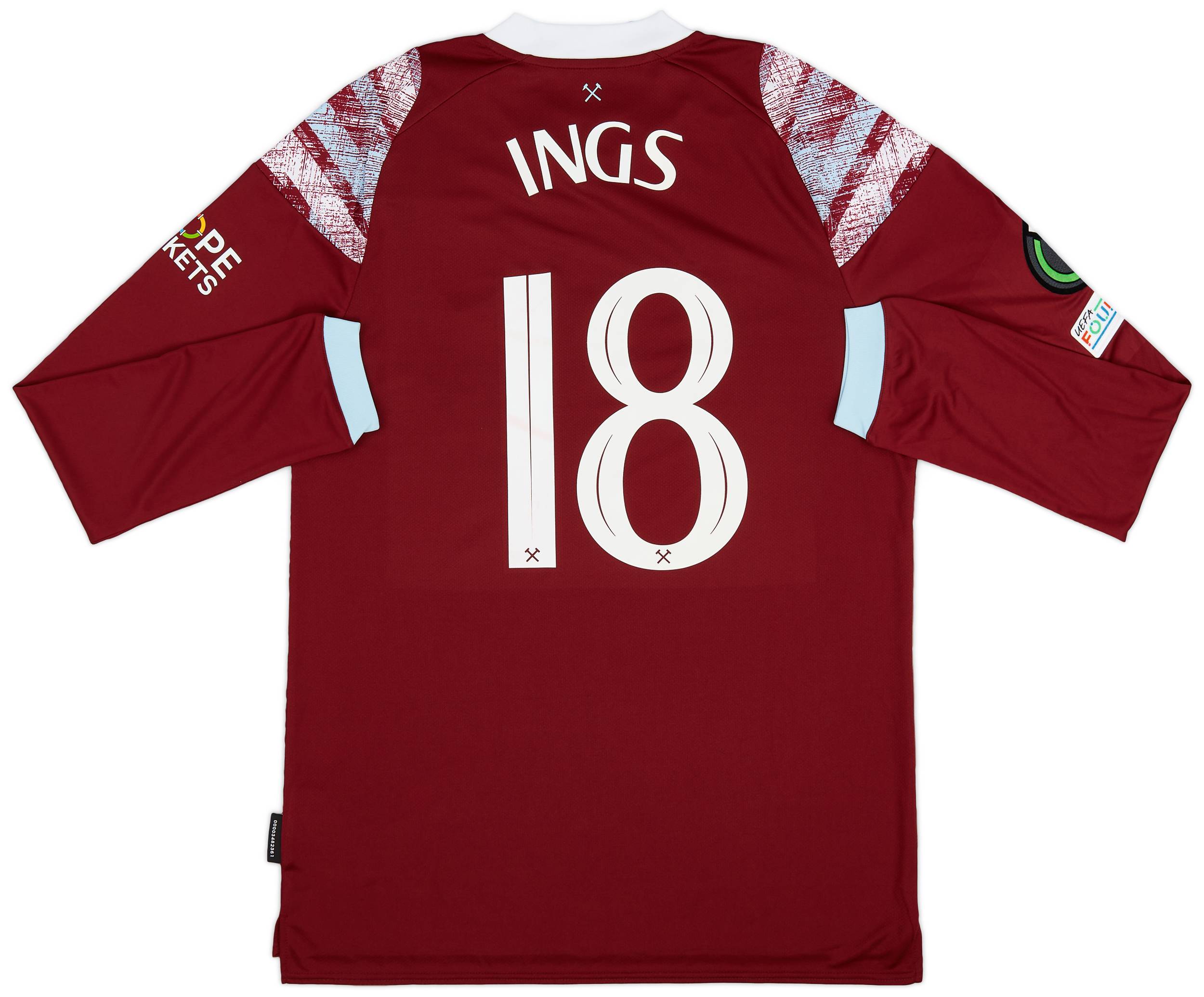 2022-23 West Ham Home L/S Shirt Ings #18 - (L)