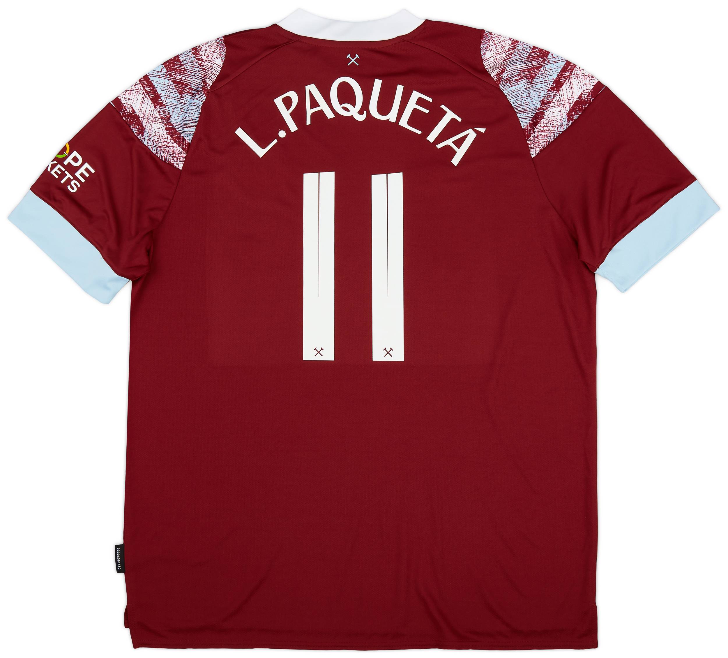 2022-23 West Ham Home Shirt L.Paquetá #11 - (XXL)