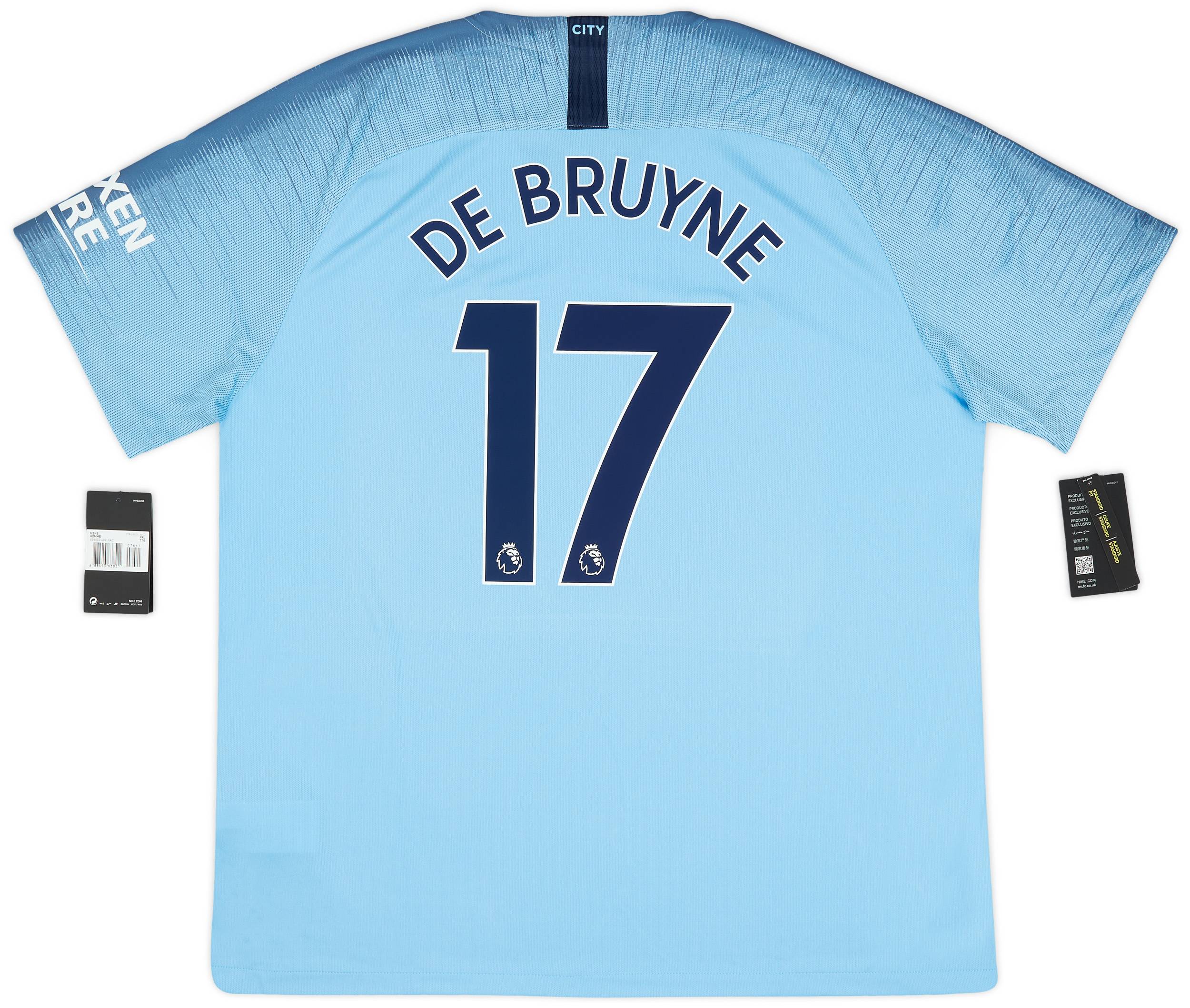 2018-19 Manchester City Home Shirt De Bruyne #17 - (XXL)