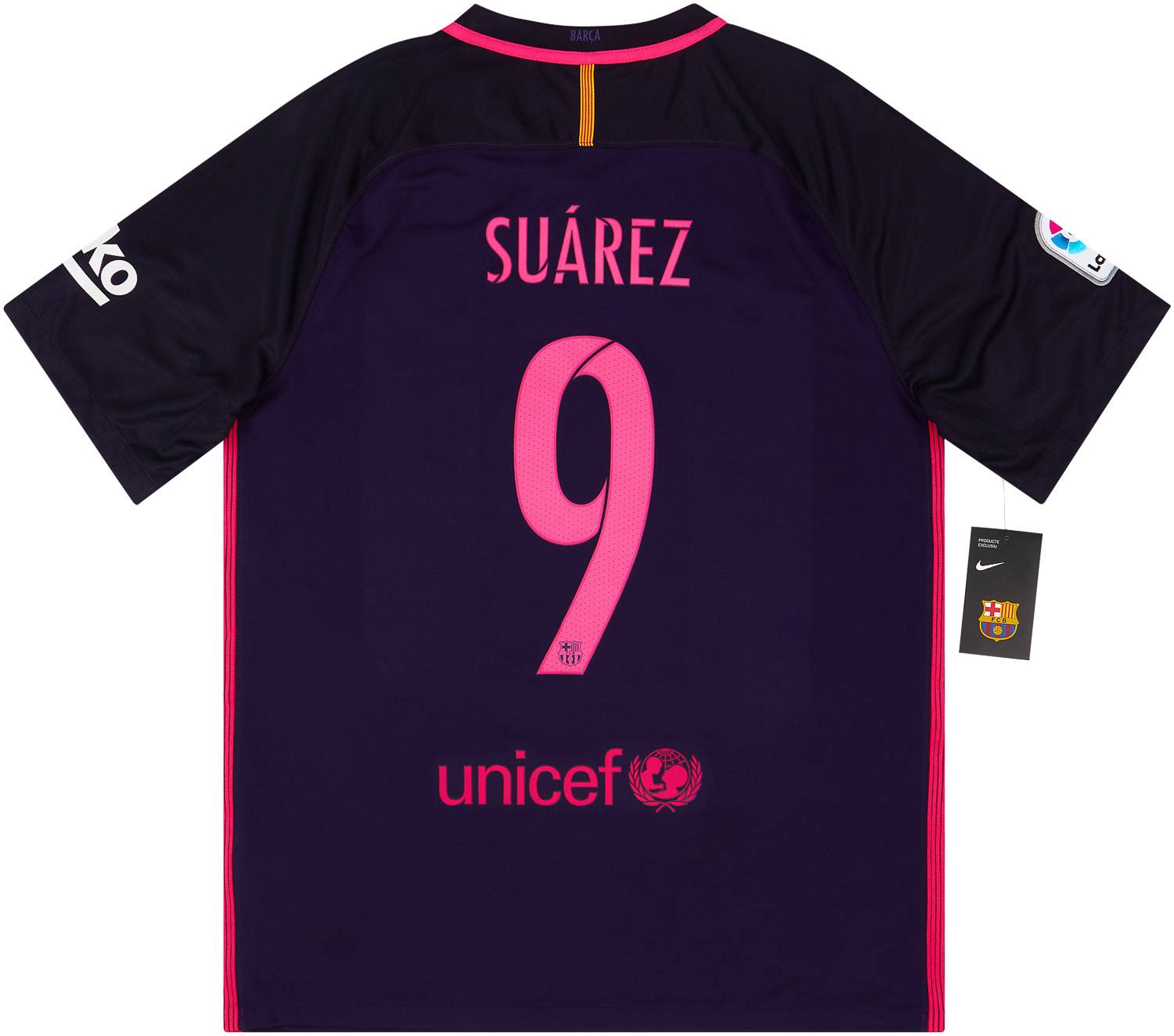 2016-17 Barcelona Away Shirt Suárez #9 (L)