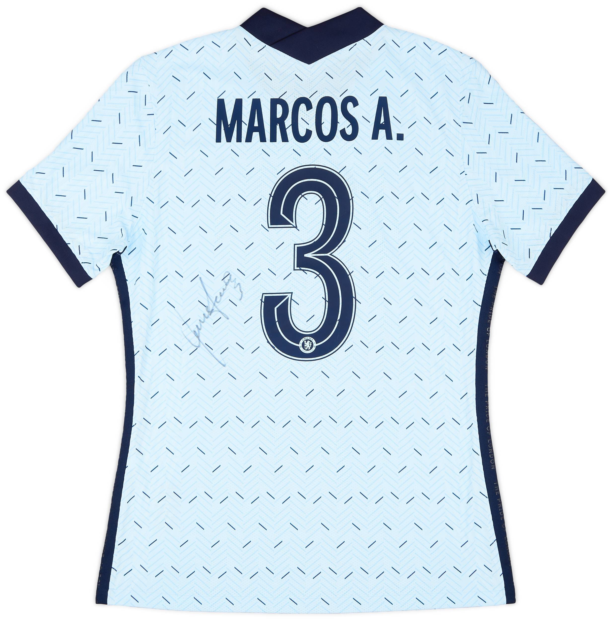 2020-21 Chelsea Player Issue Signed Away Shirt Marcos A. #3 - As New - (L)